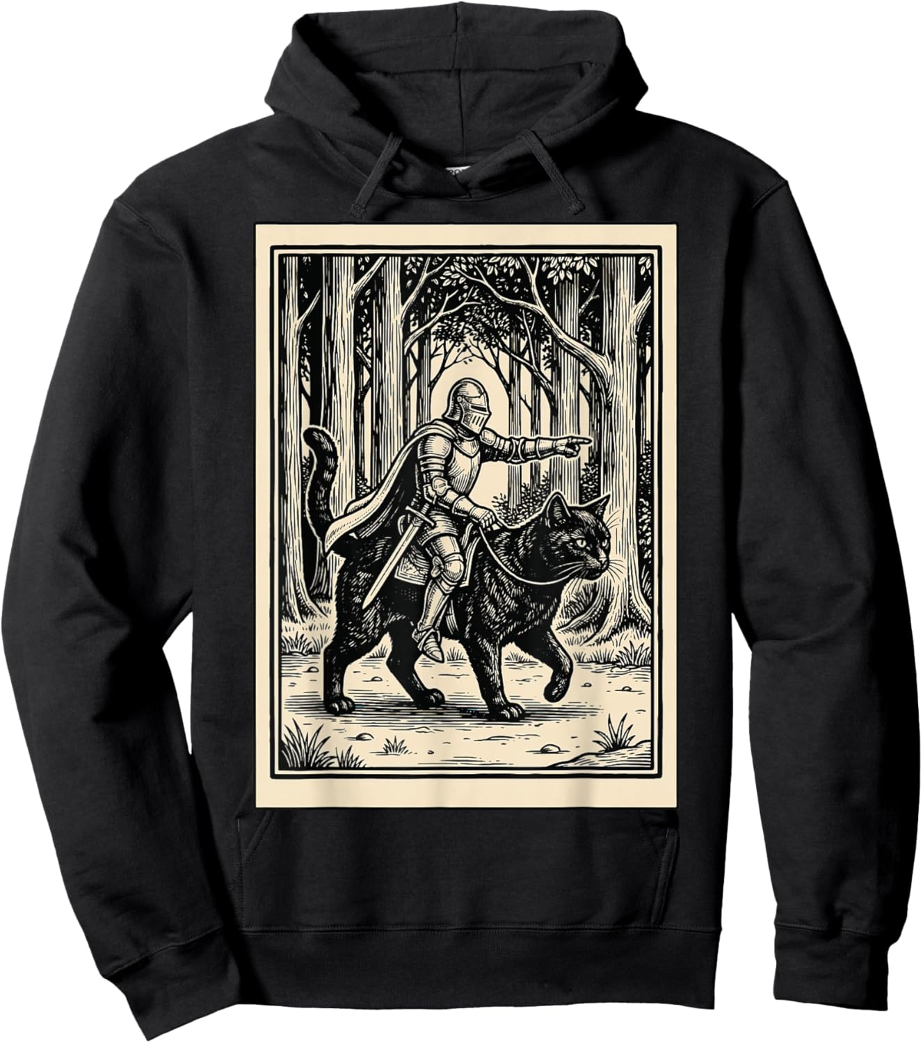 Knight Riding Cat Hoodie - Hoodie | Black