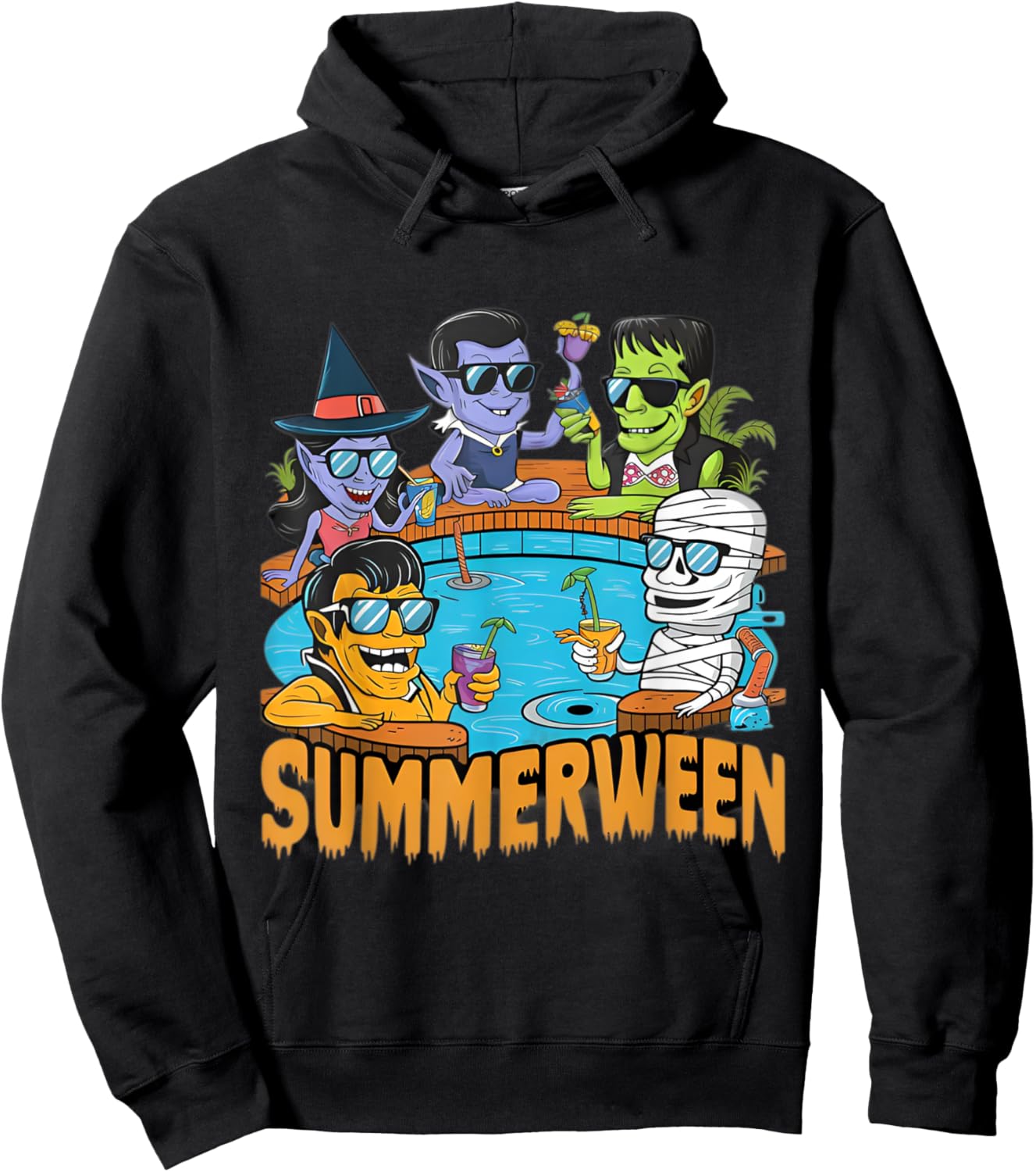 Summerween Halloween Spooky Monster Women Kids Hoodie - Hoodie | Black