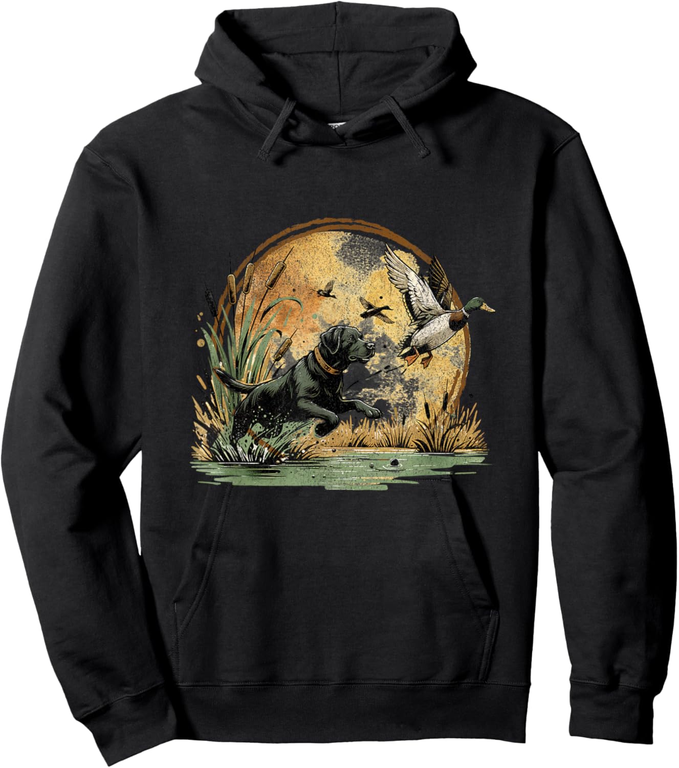 Black Lab Labrador Hunting Ducks Waterfowl Hoodie - Hoodie | Black