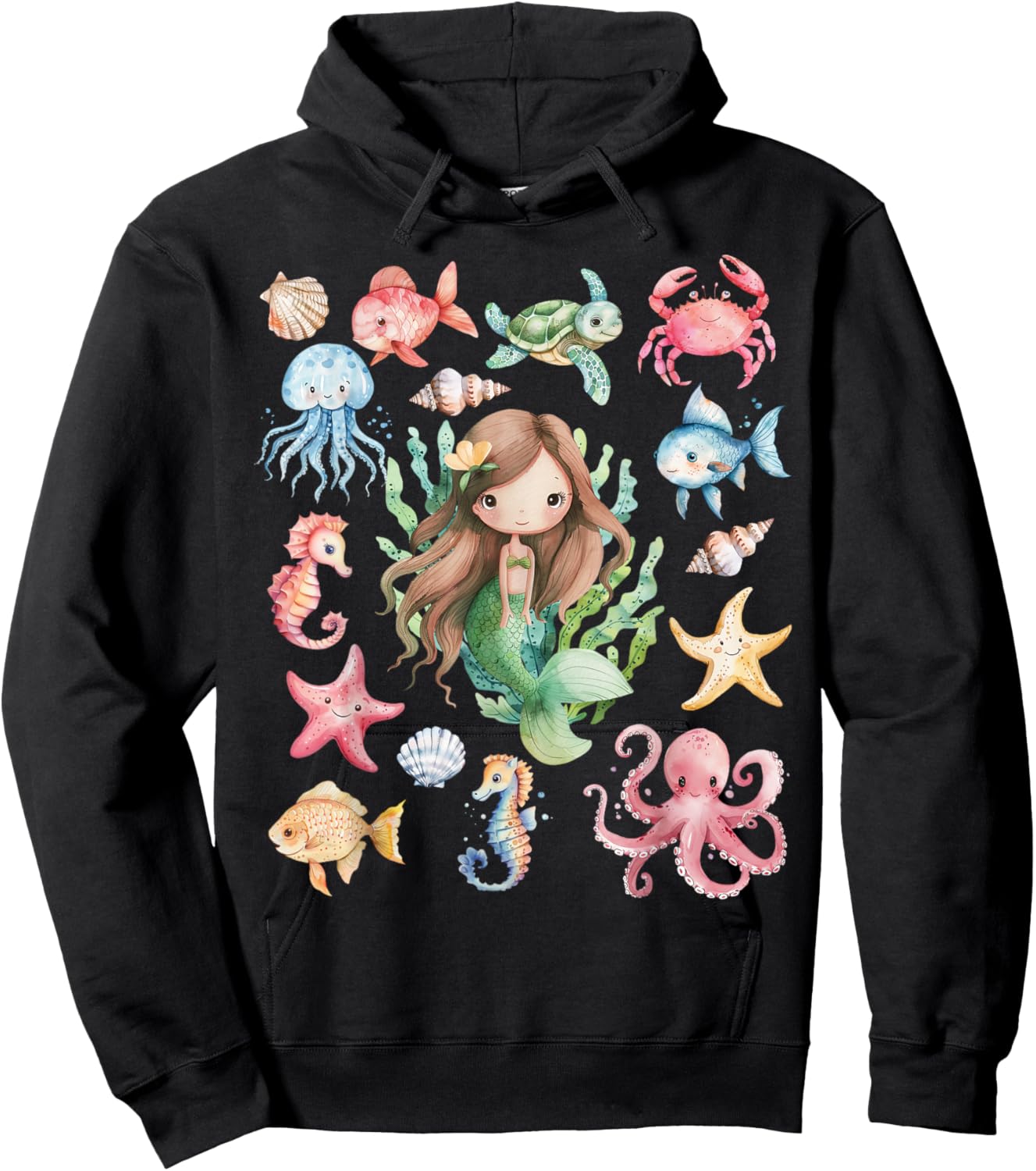 Mermaid Vibe Mermaid Squad Party Birthday Girl Toddler Women Hoodie - Hoodie | Black
