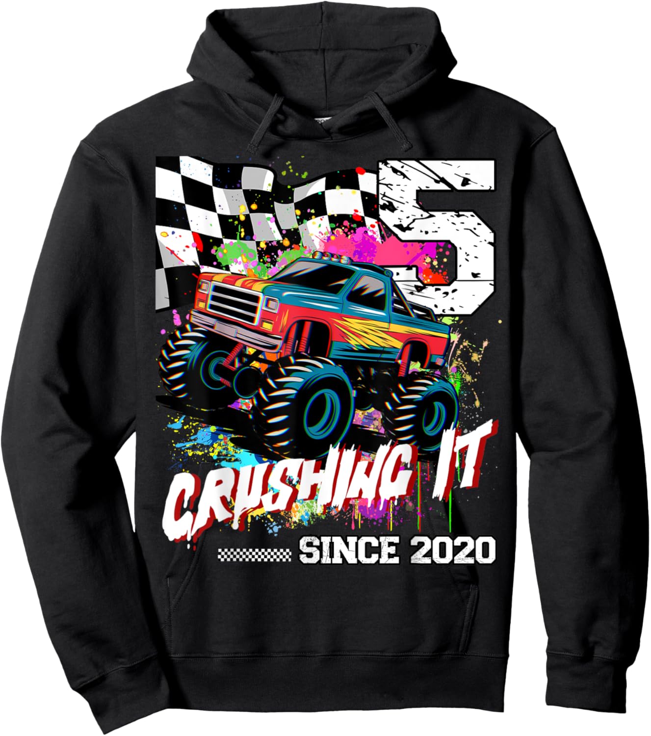 Birthday Monster Truck 5th years old Monster Truck Birthday Hoodie - Hoodie | Black