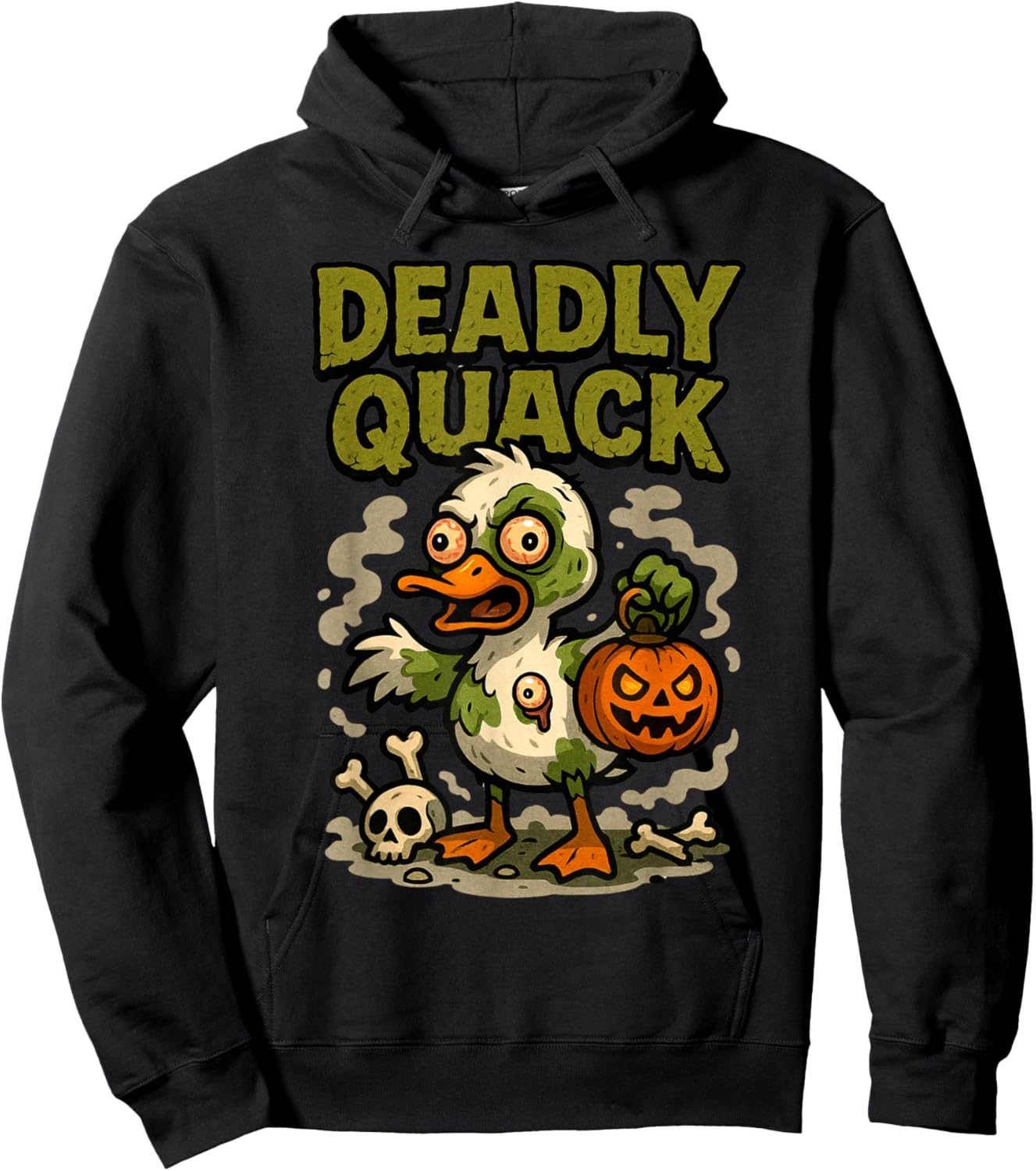 Deadly Quack Funny Zombie Duck Halloween, Creepy Spooky Hoodie - Hoodie | Black
