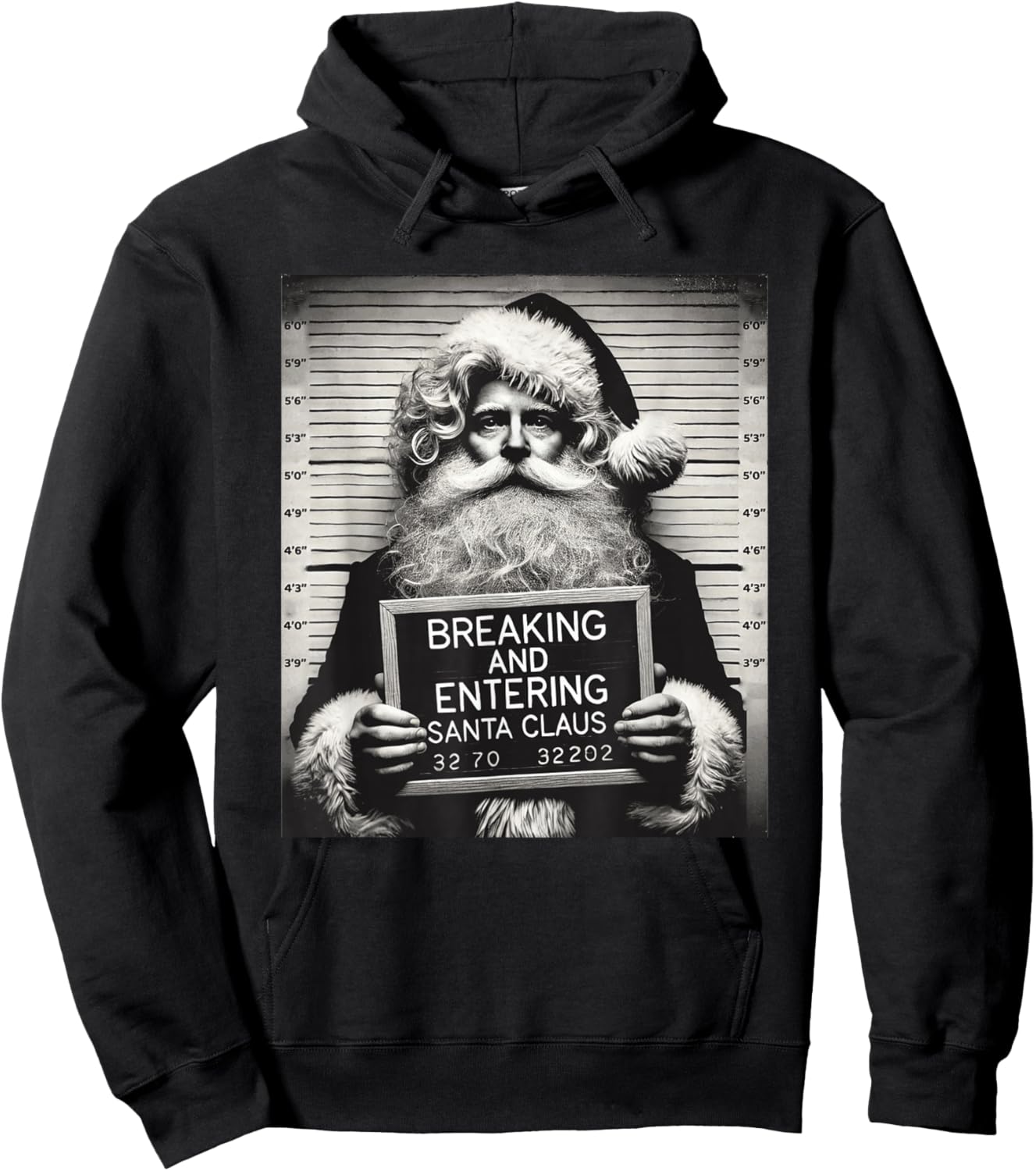 Santa Mugshot Funny Christmas Santa Xmas Hoodie - Hoodie | Black