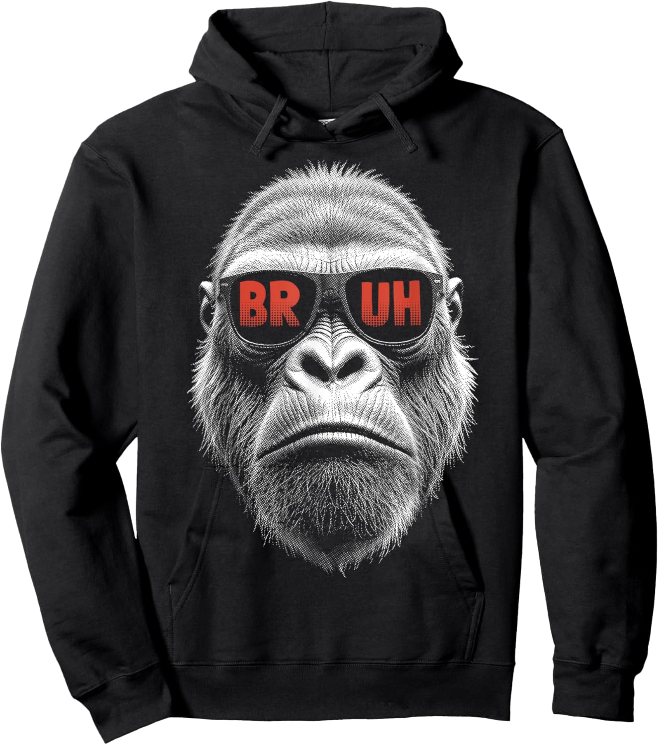 Bruh Gorilla Funny Big Ape Face Primate Bro Monkey Hoodie - Hoodie | Black