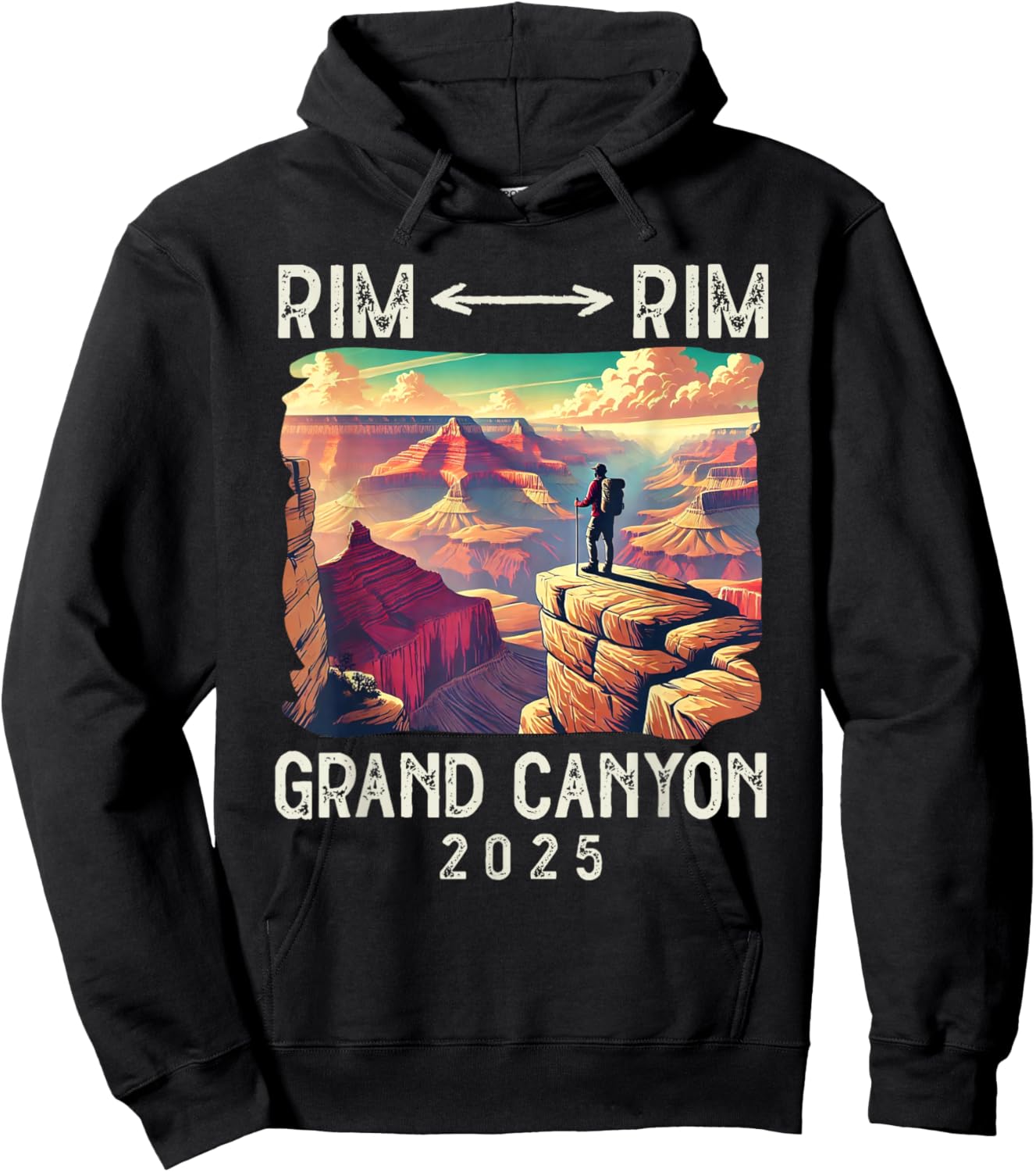 Rim Rim Grand Canyon, I Hiked The Grand Canyon 2025 Vintage Hoodie - Hoodie | Black