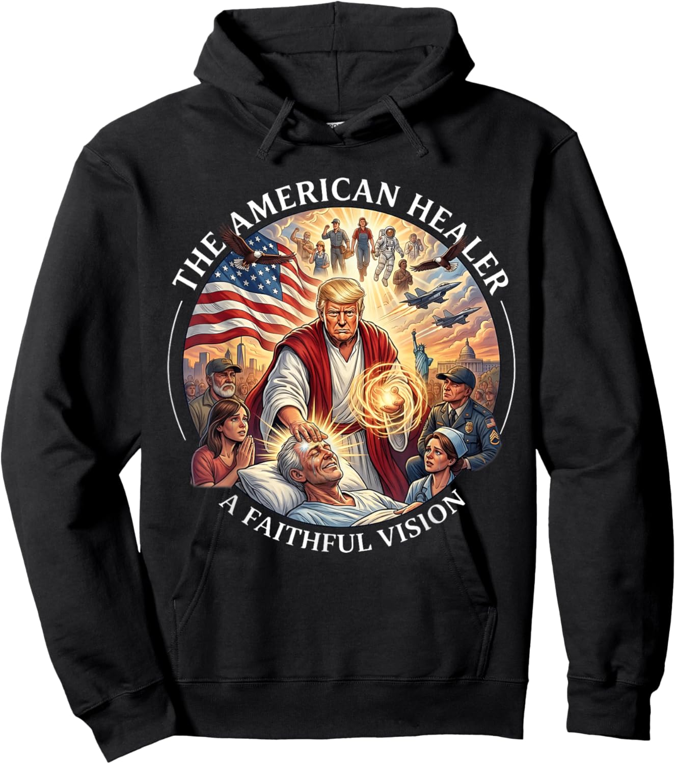 Funny Trump as Jesus Patriotic Graphic Hoodie - Hoodie | Black