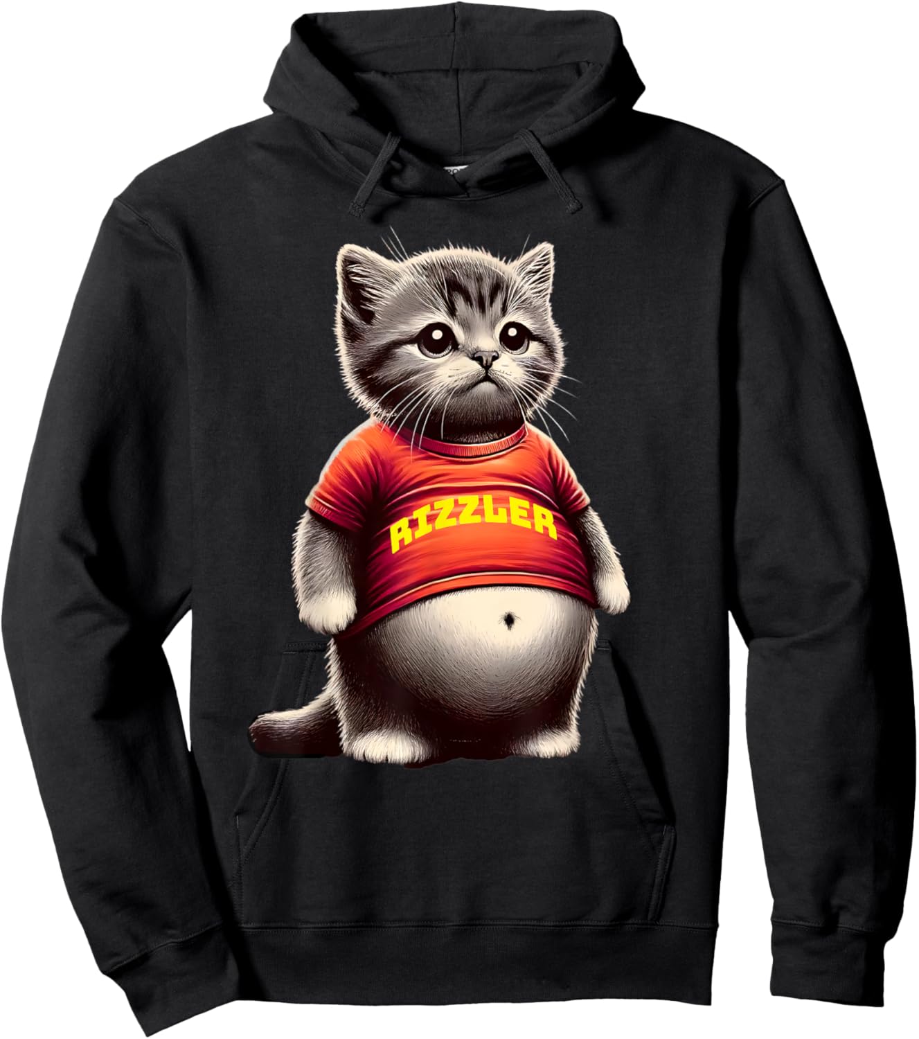 Rizzy Big Belly Rizz Fat Cat Art Dank Fat Kitten Rizzler Men Women Girls Kids Hoodie - Hoodie | Black