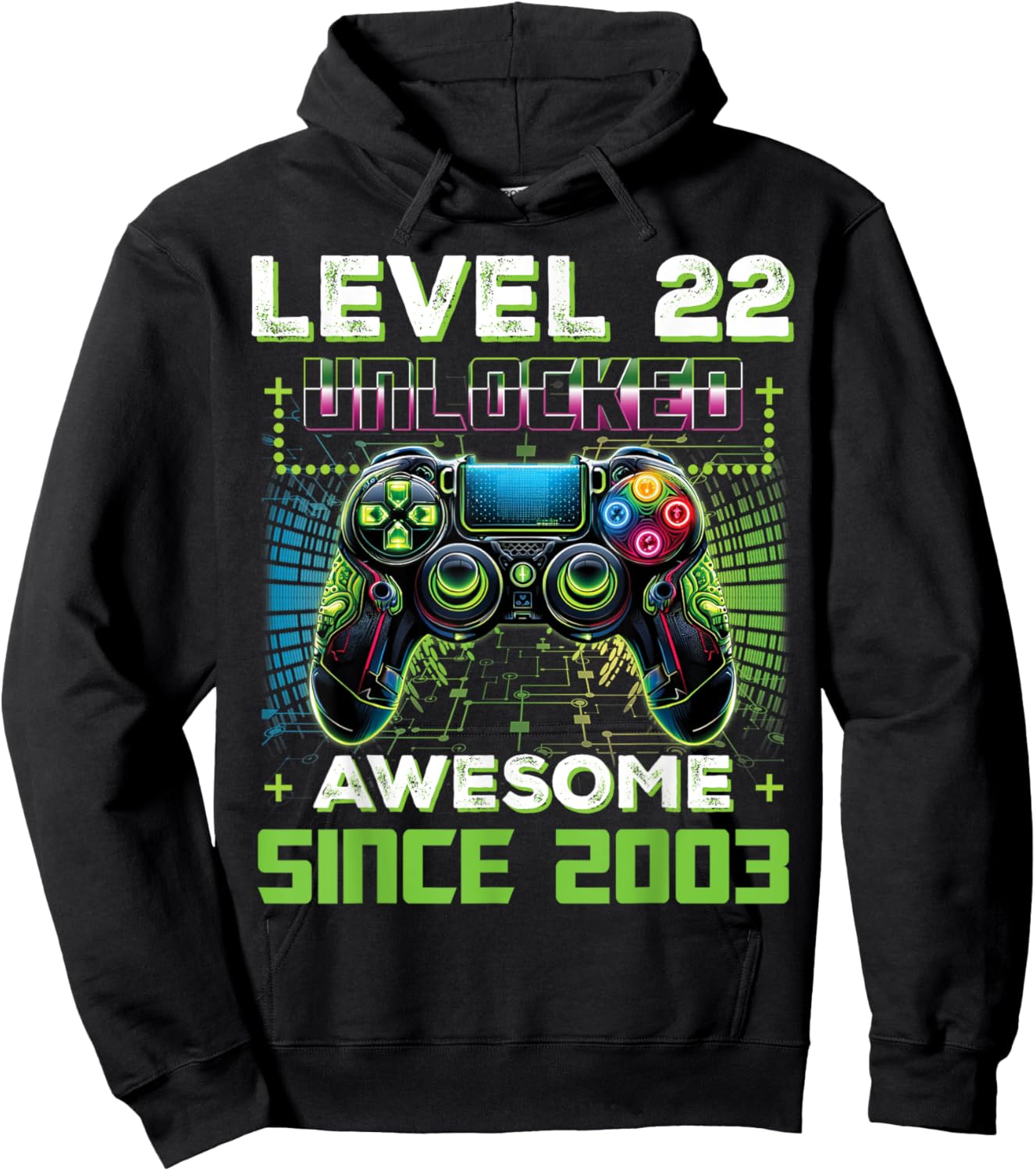 Level 22 Unlocked Video Game Controller 22nd Birthday Gamer Hoodie - Hoodie | Black