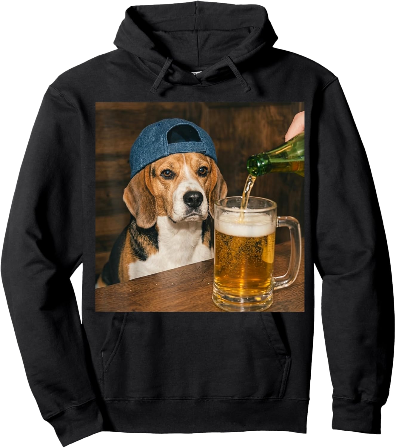 Beagle Drinking Beer Funny Dog Meme Hoodie - Hoodie | Black