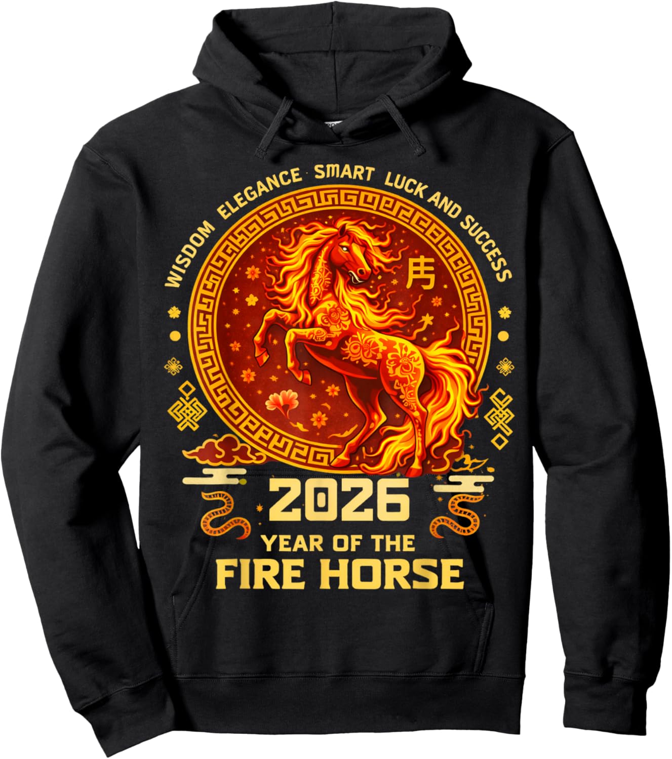 Nouvel an Chinois 2026 année du Cheval de feu Rouge Hoodie - Hoodie | Black