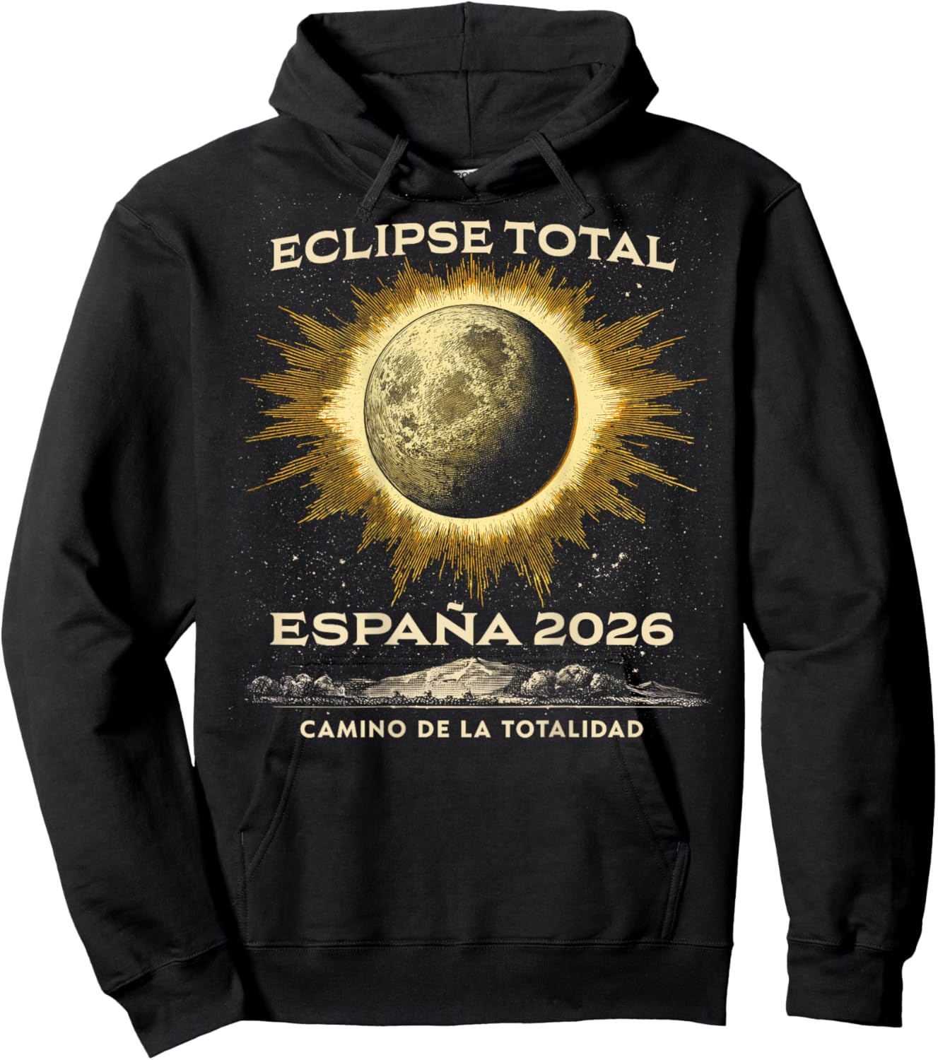 Total de l'éclipse Solaire Totale en Espagne 2026 Hoodie - Hoodie | Black