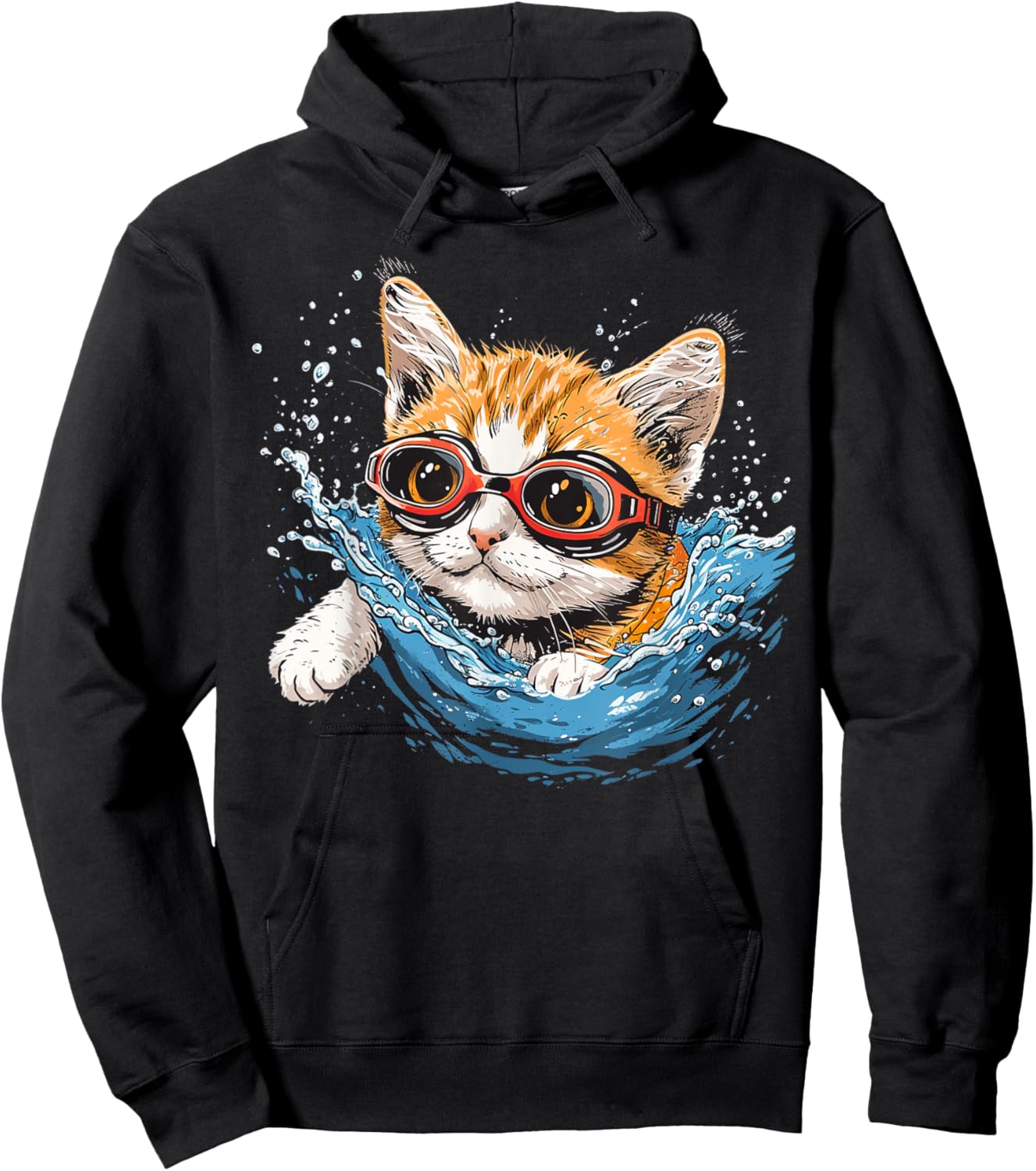 Swimmer Cat on Swimming Men Women Kids Hoodie - Hoodie | Black