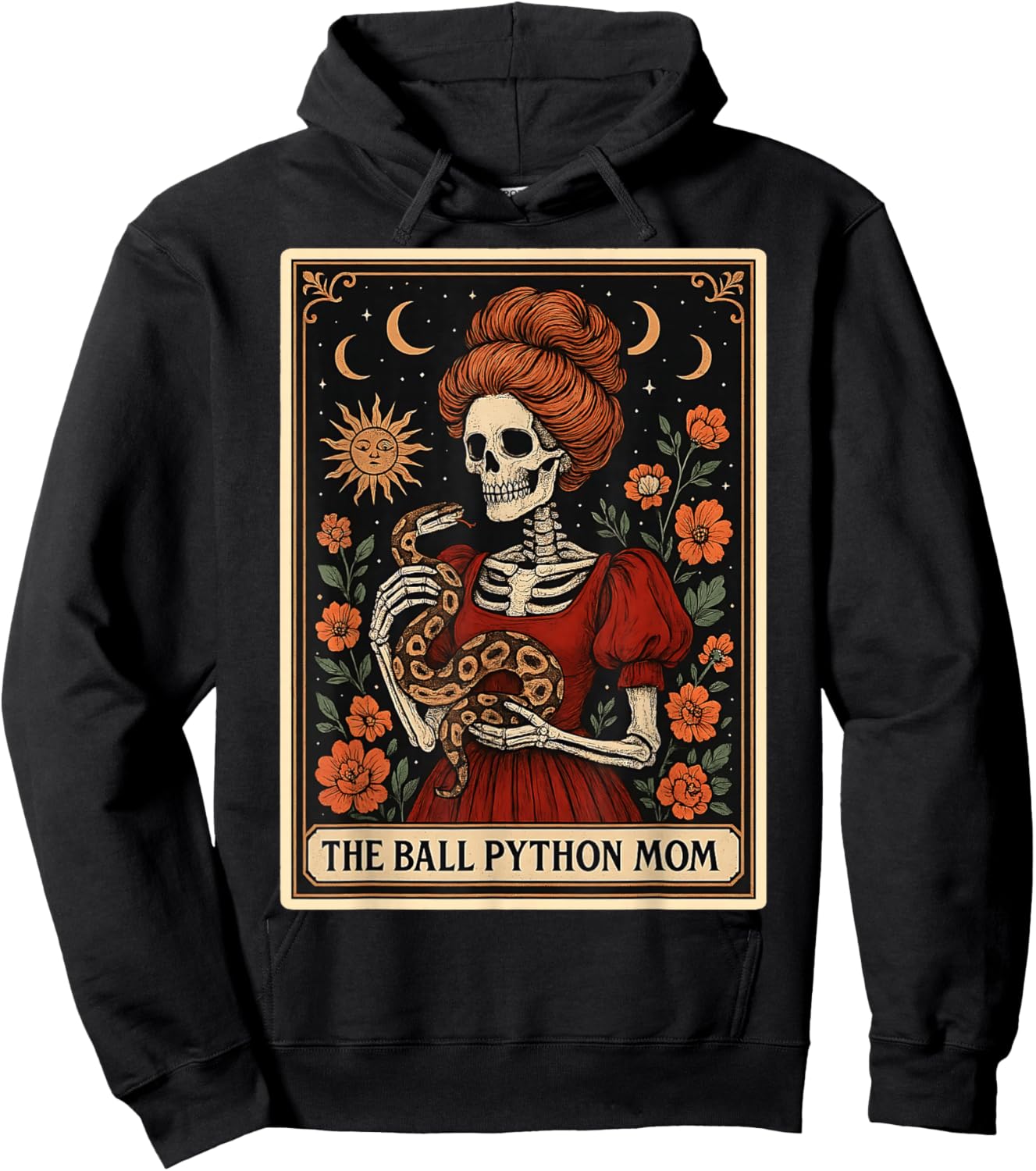 The Ball Python Mom Snake Mother's Day Tarot Card Skeleton Hoodie - Hoodie | Black