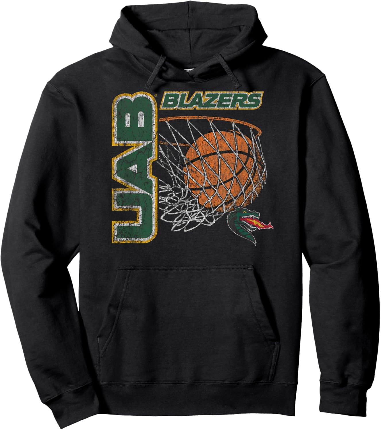 Alabama Birmingham Blazers Vintage Basketball 90's Green Hoodie - Hoodie | Black