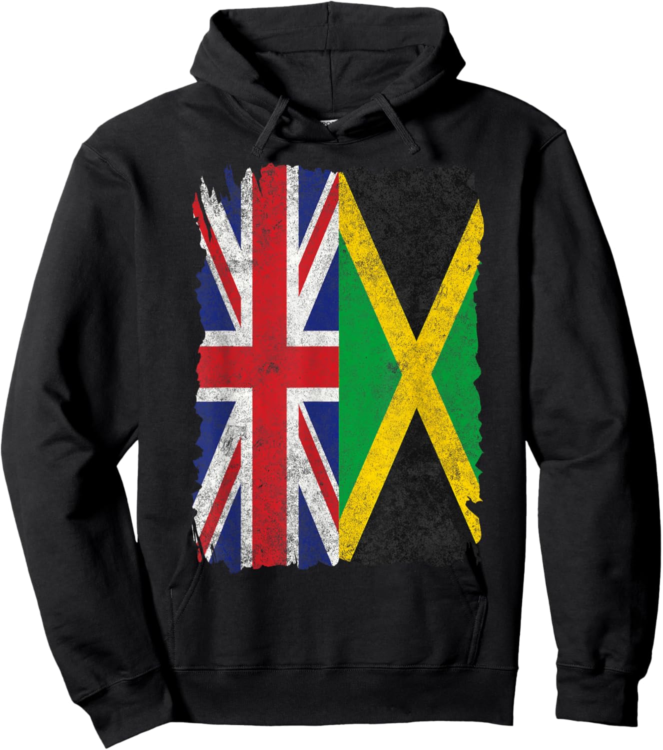 Half Britain And Jamaican British UK Jamaica Flag Men Women Hoodie - Hoodie | Black