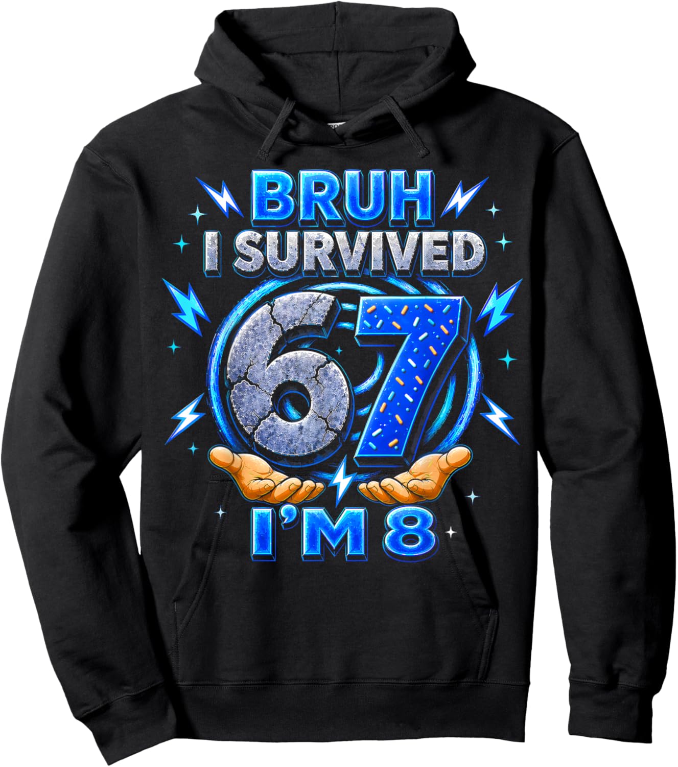Bruh I Survived 6 7 Im 8 Birthday Gift Women Kids Hoodie - Hoodie | Black