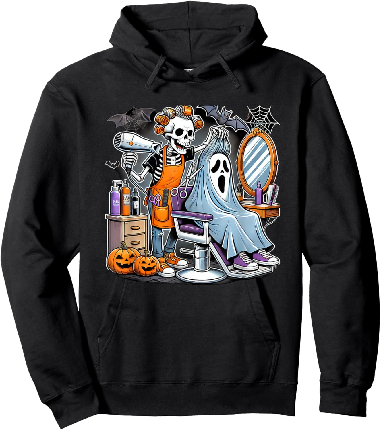 Halloween Skeleton Hairdresser Hairstylist Hoodie - Hoodie | Black