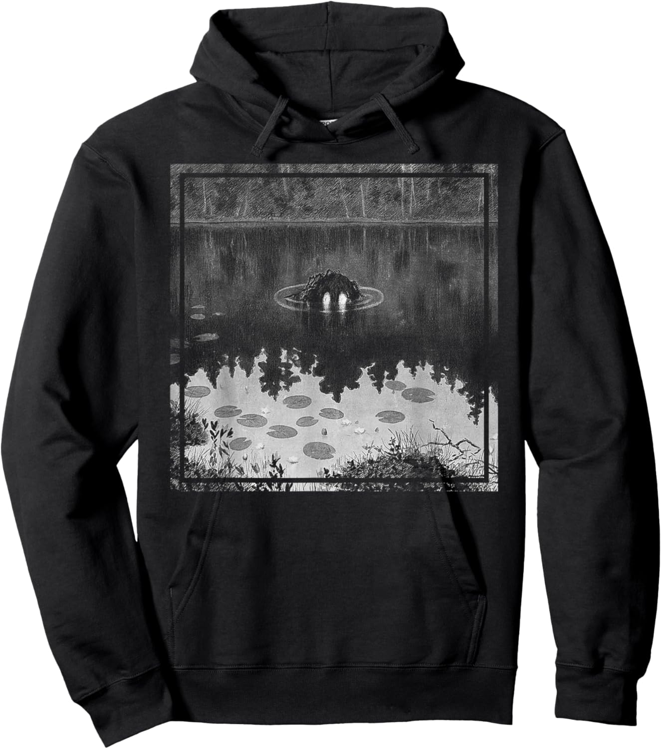 Nøkken - Theodor Kittelsen Black Metal Art Cover Troll Lake Hoodie - Hoodie | Black