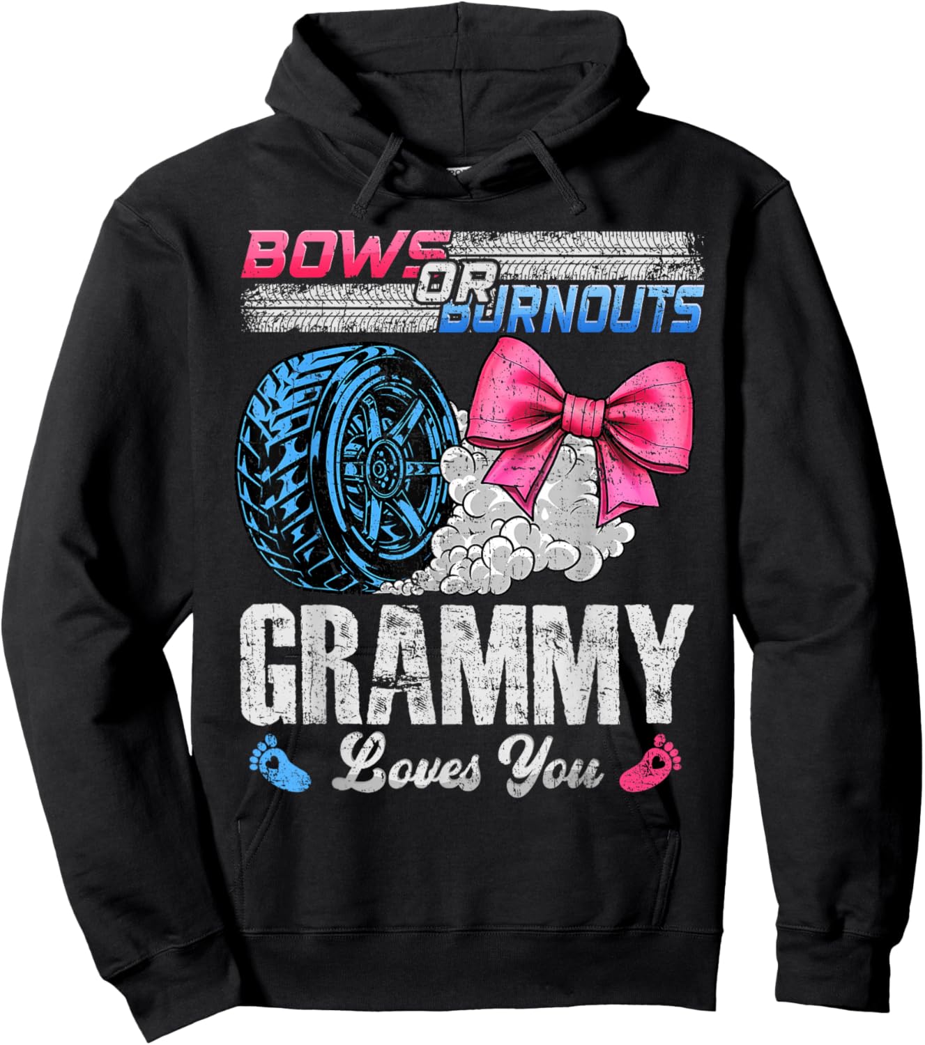 Burnouts Or Bows Your Grammy Loves You Gender Reveal Hoodie - Hoodie | Black