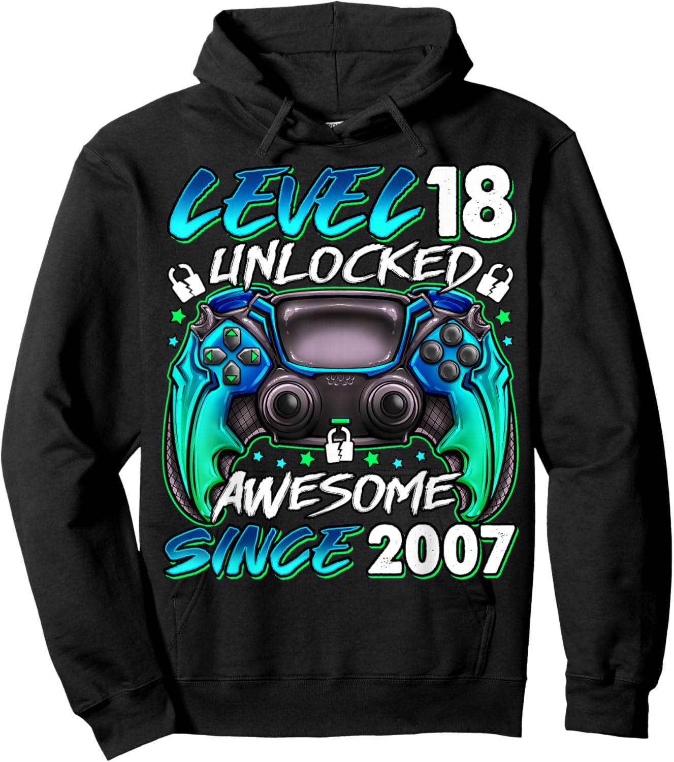 Level 18 Unlocked 18 Year Old Gifts Boys 18th Birthday Boy Hoodie - Hoodie | Black