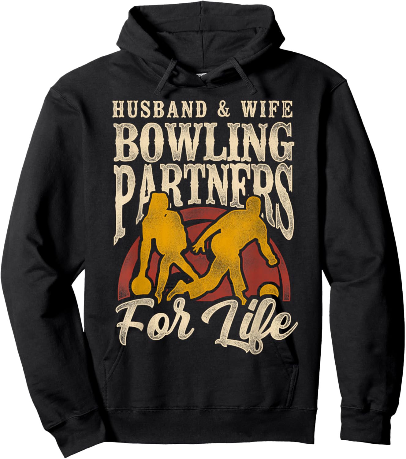 Funny Bowling Husband Wife Marriage Wedding Husband & Wife Hoodie - Hoodie | Black