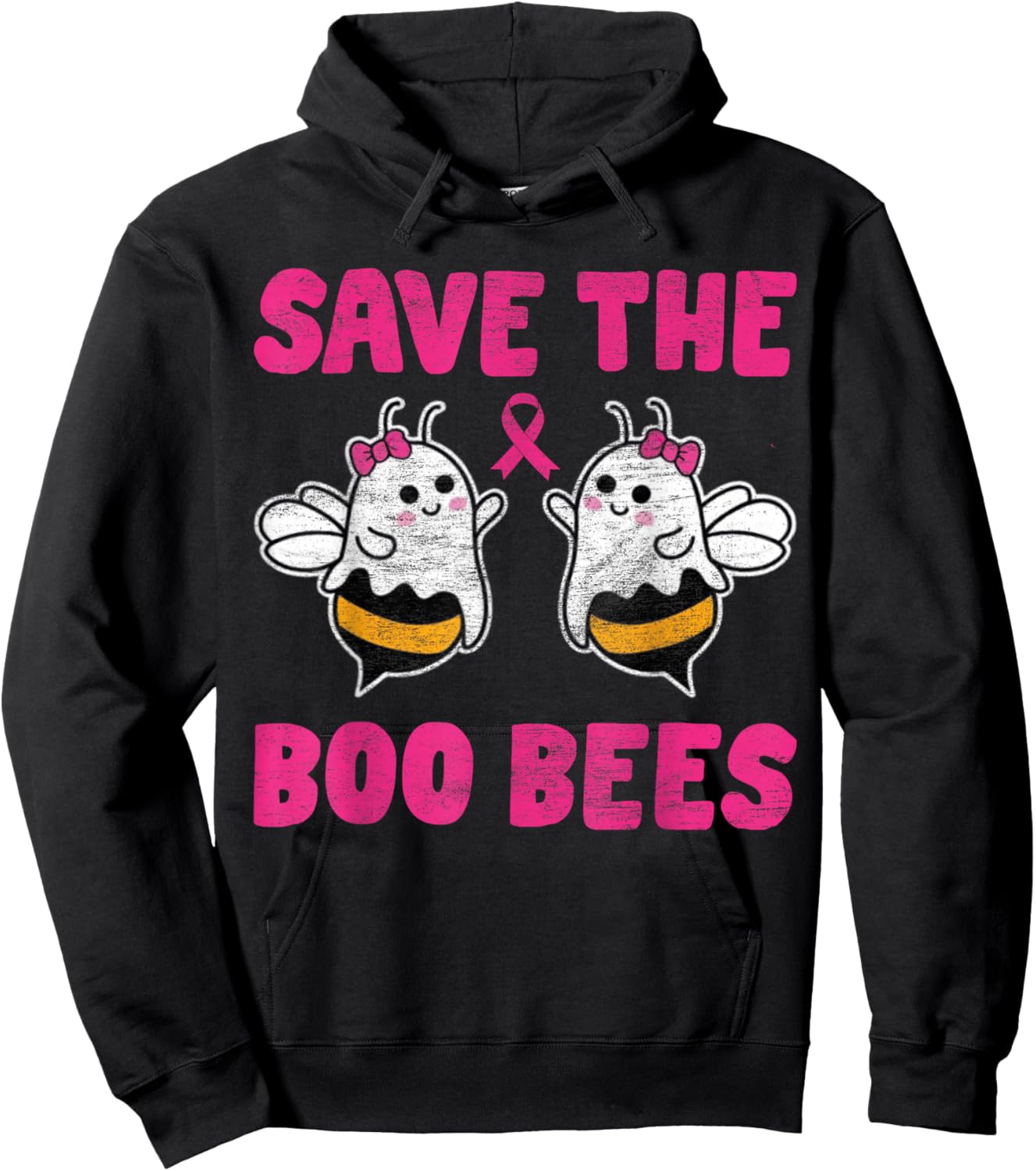 Save The Boo bees Breast Cancer Awareness Halloween Women Hoodie - Hoodie | Black