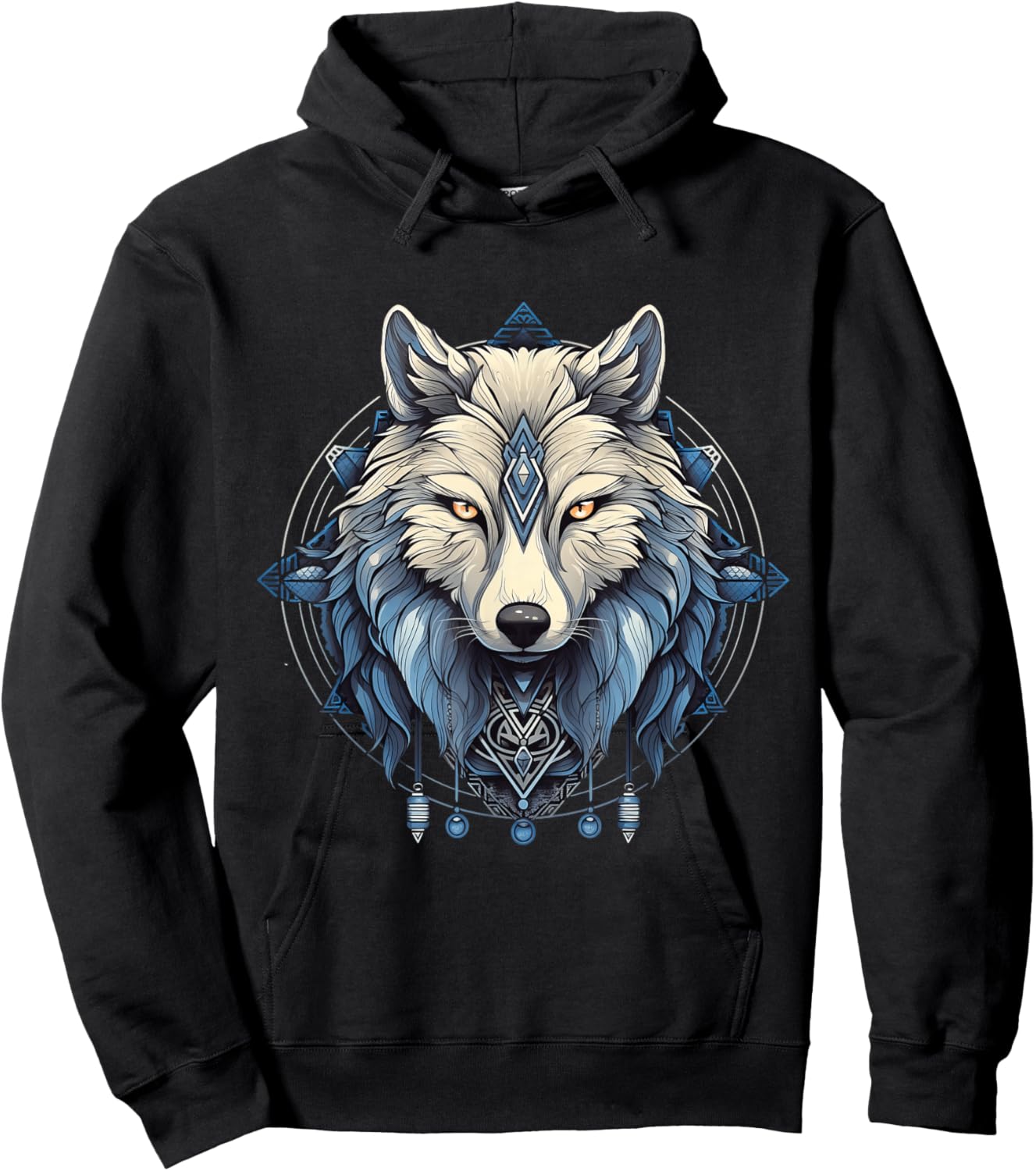 Mystical Spiritual Wolf with Celtic Symbol Daagath Hoodie - Hoodie | Black