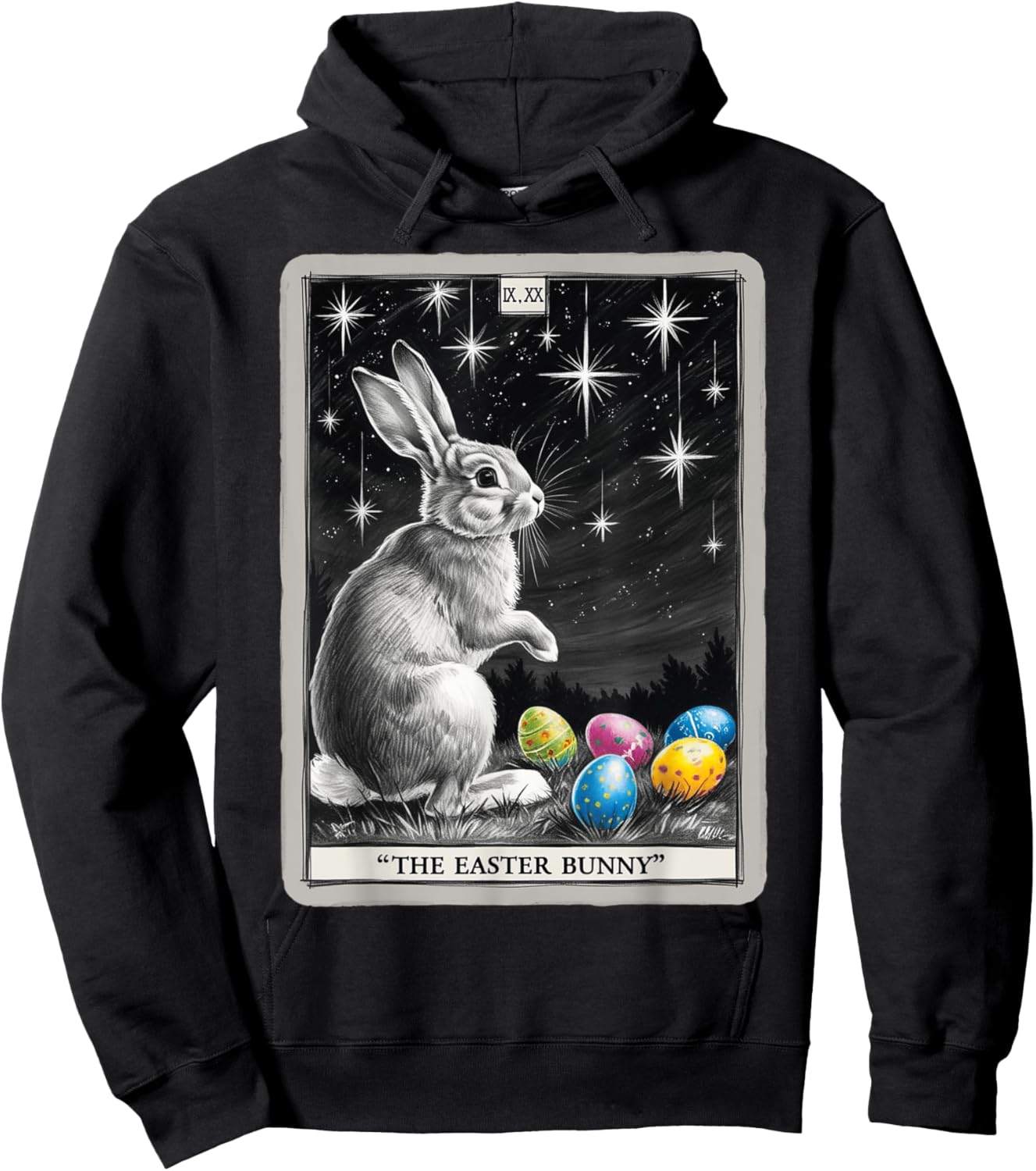 Tarot Card Happy Easter Bunny Spring Easter Egg Easter Day Hoodie - Hoodie | Black