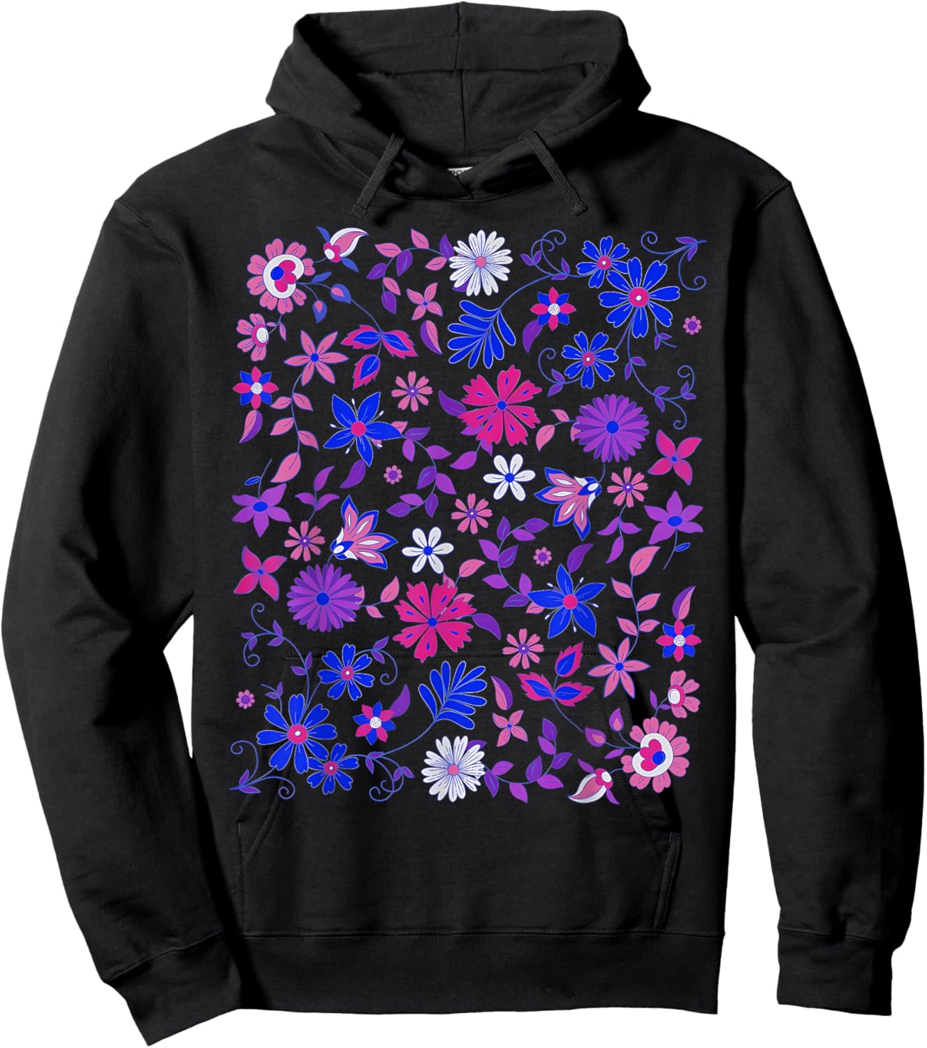 Subtle Bi Pride Bisexual Rainbow Wildflowers LGBT Month Hoodie - Hoodie | Black