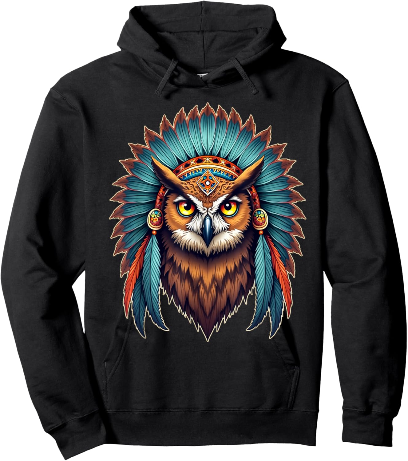 Headdress Owl Native American Pride, Indian Heritage Tribe Hoodie - Hoodie | Black