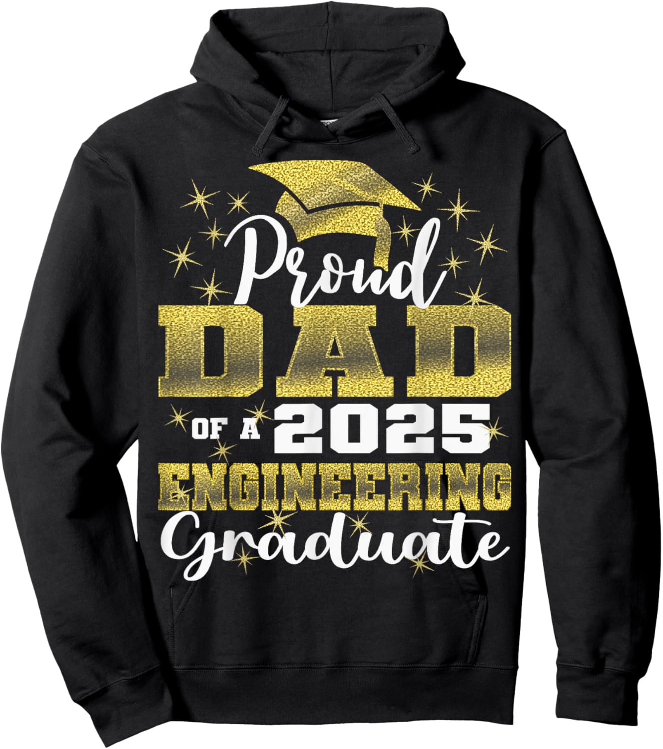 Super Proud Dad of 2025 Engineering Graduate Family Hoodie - Hoodie | Black