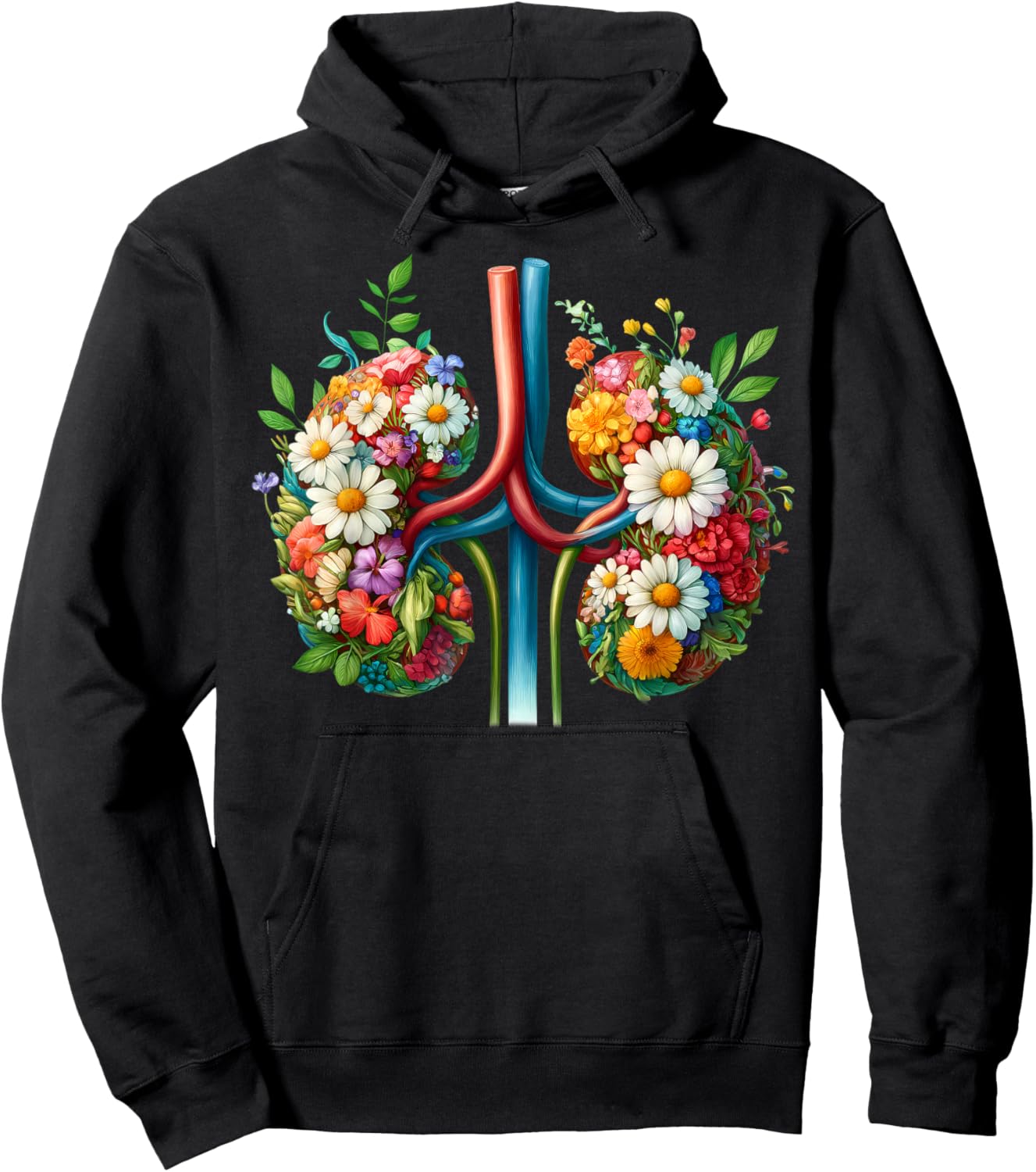 Floral Kidneys Anatomy Medical Art Flower Kidney Surgery Hoodie - Hoodie | Black