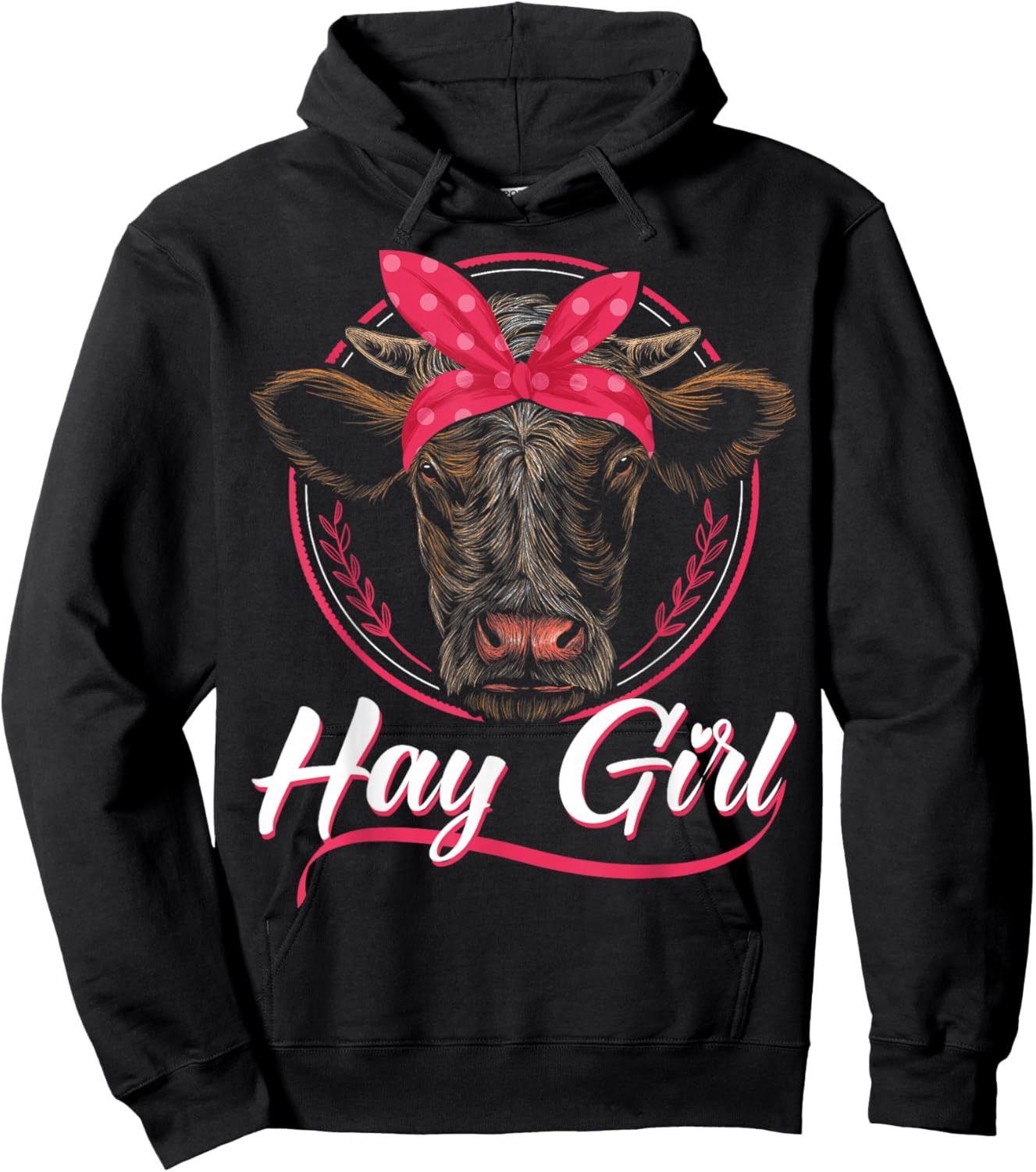 Hay Girl Farming Heifer Calf Cattle Lover Bandana Hoodie - Hoodie | Black
