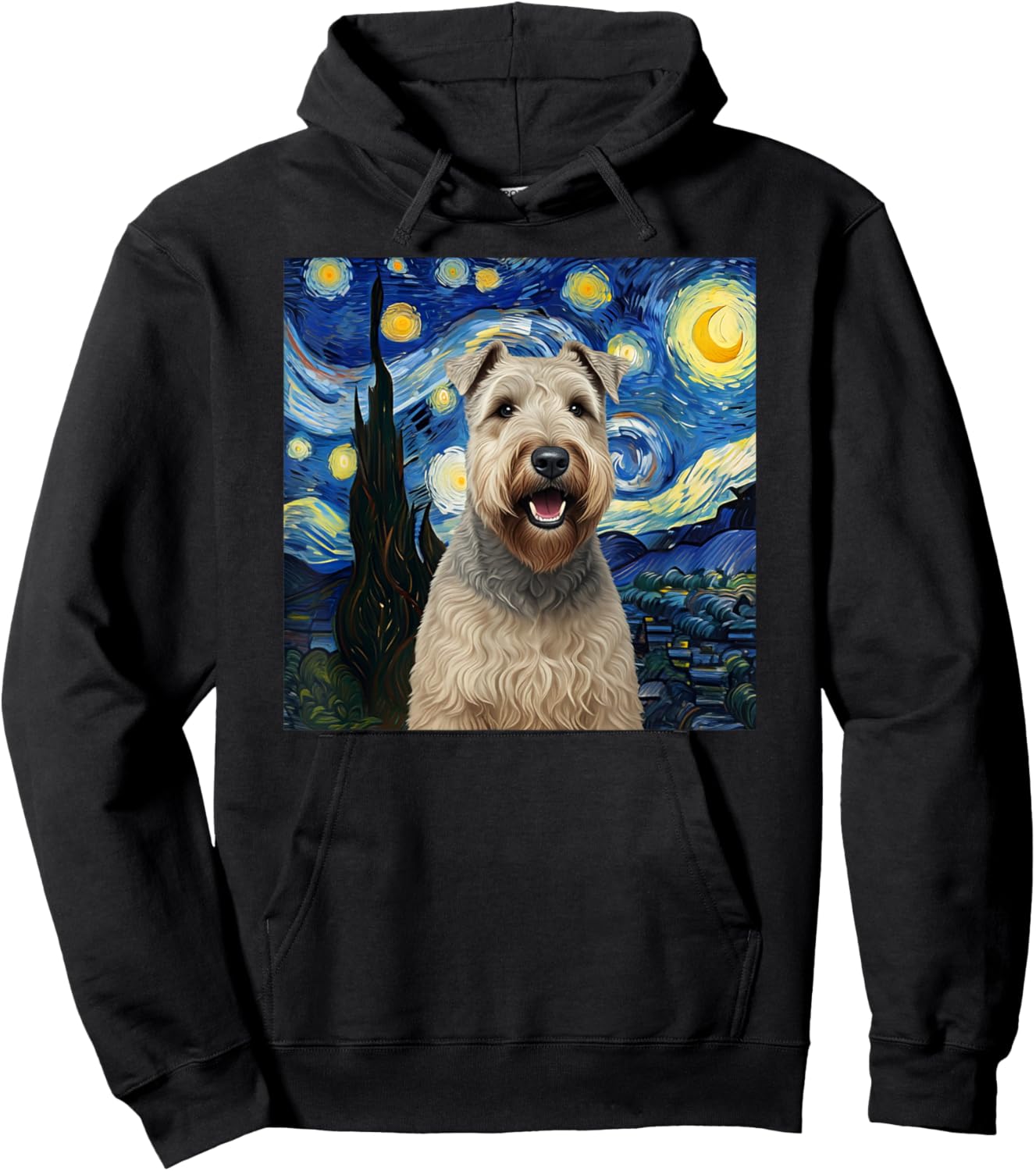 Wheaten Terrier Starry Night Dog Lover Gift Men Women Kids Hoodie - Hoodie | Black