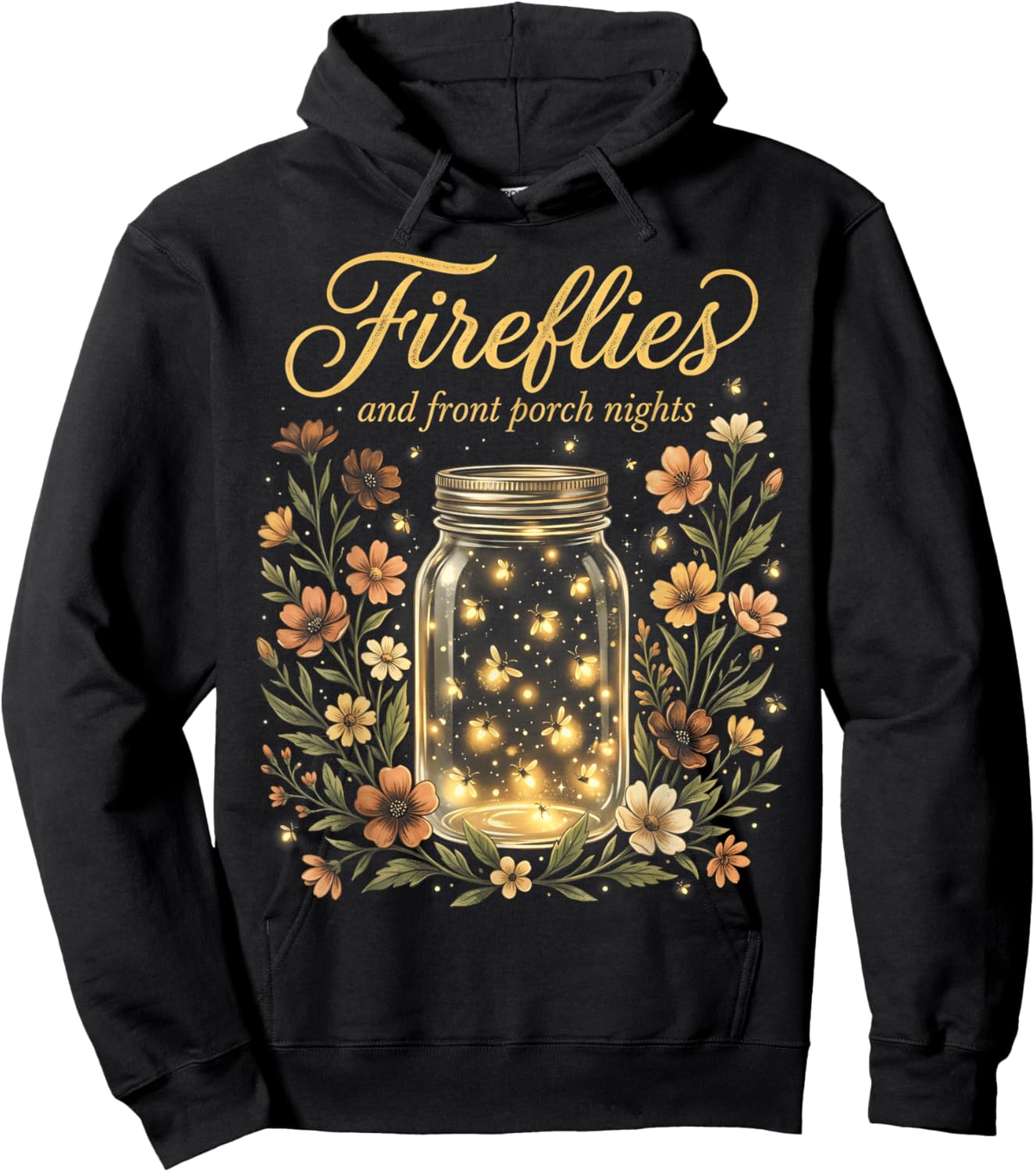 Fireflies in Mason Jar Front Porch Nights Hoodie - Hoodie | Black