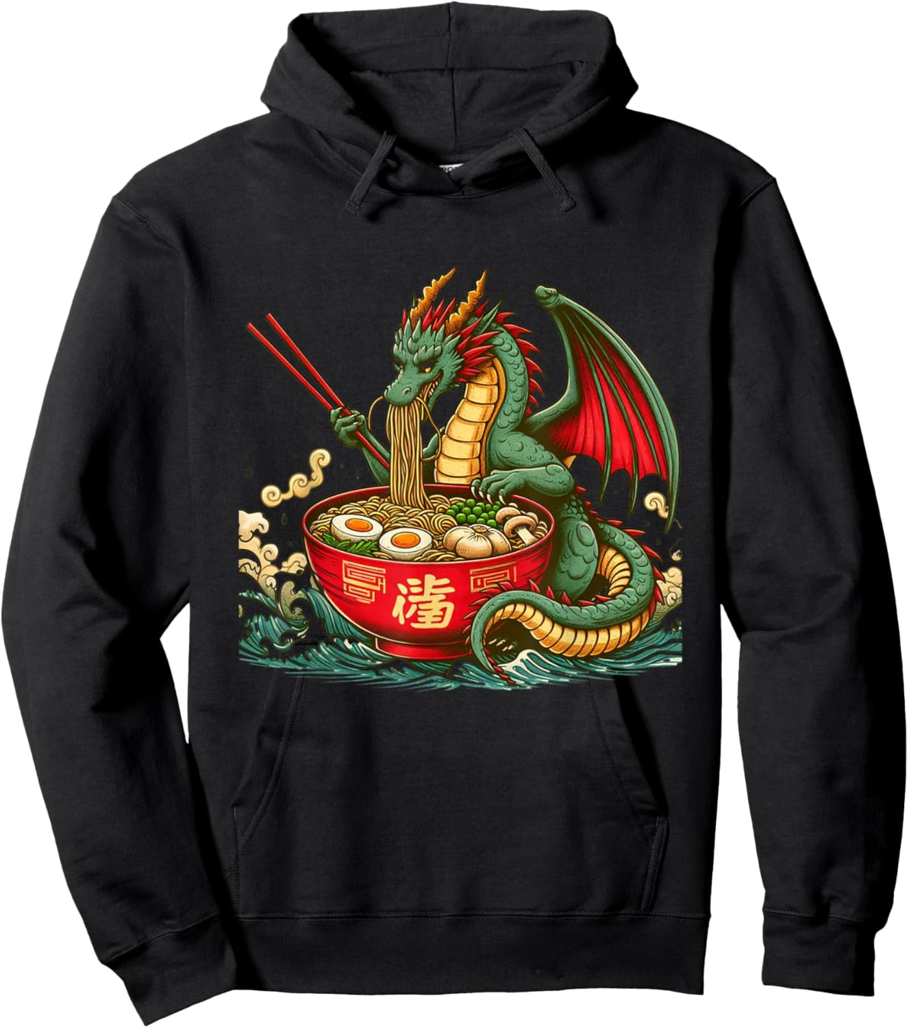 Kawaii Dragon Ramen Noodles Japanese Art Dragon Anime Hoodie - Hoodie | Black