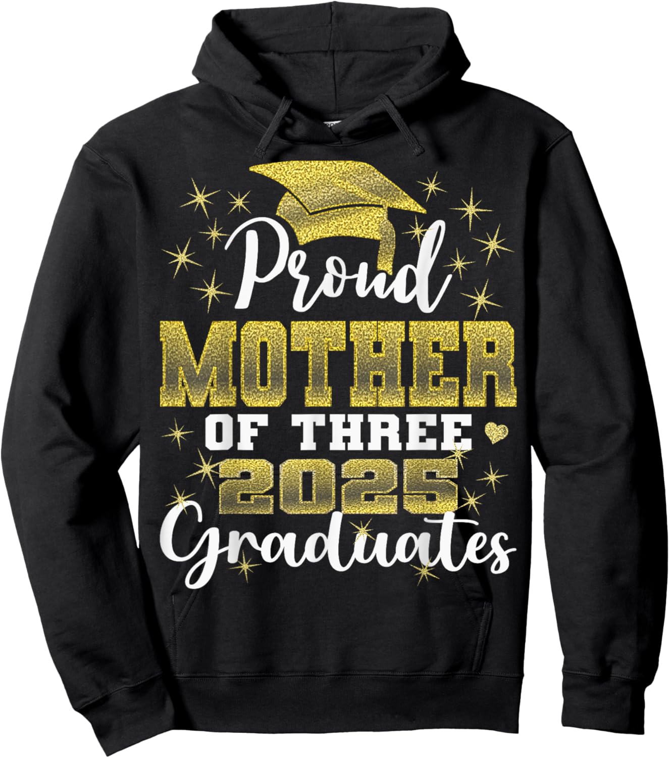Proud Mother of Three 2025 Graduates Graduation family Hoodie - Hoodie | Black