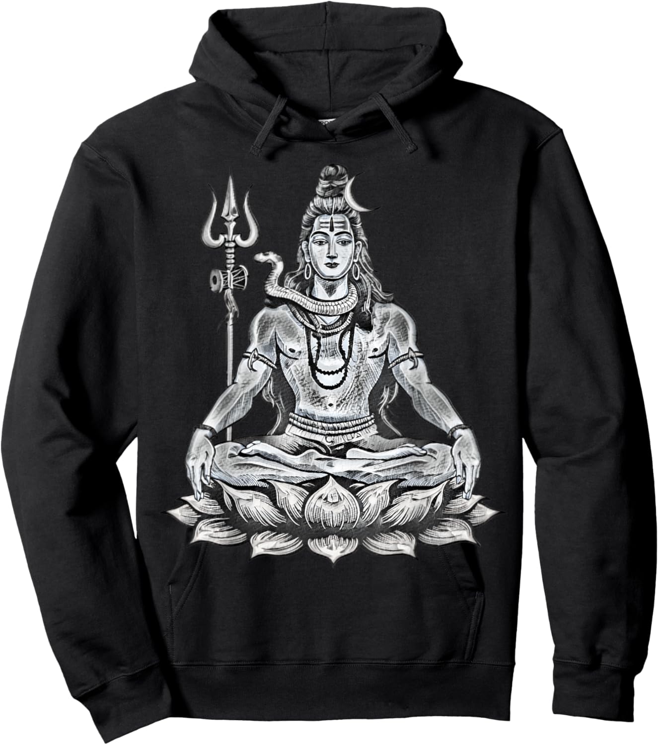 Lord Shiva On Lotus Perfect For Hindu Devotees Men Women Hoodie - Hoodie | Black