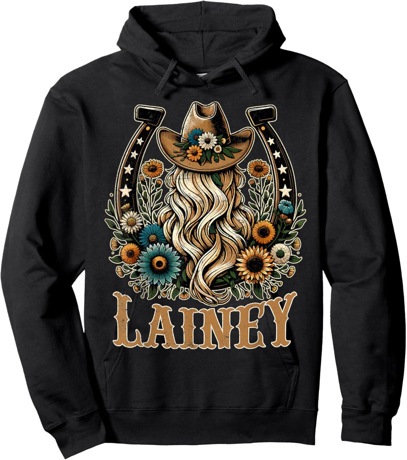 Girl Lainey Name Personalized Name Cowgirl Hoodie - Hoodie | Black