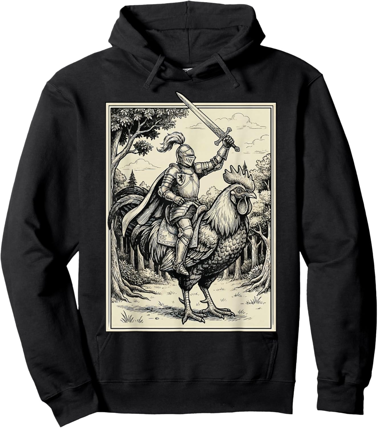 Knight Riding Rooster Chicken Hoodie - Hoodie | Black