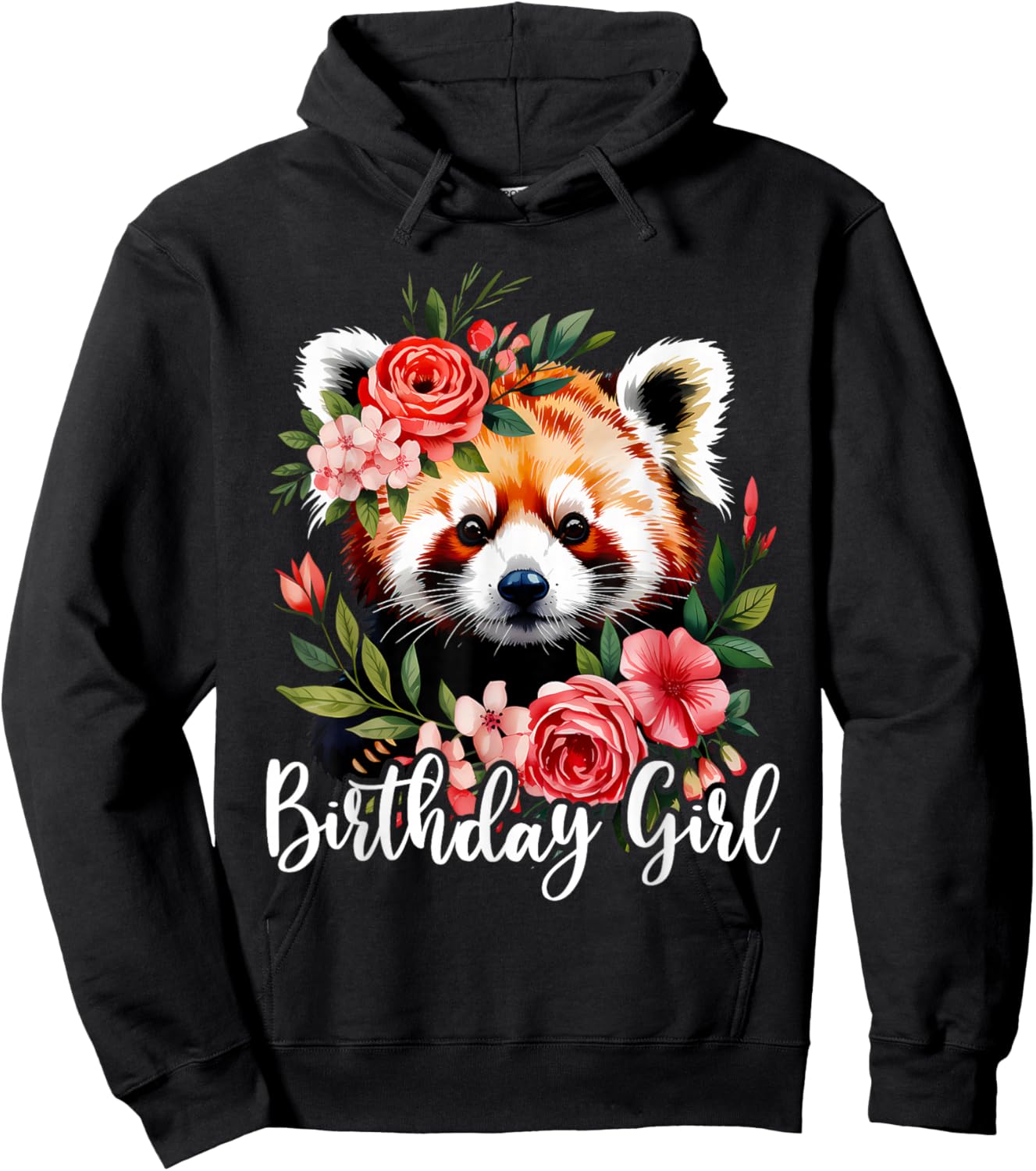 Red Panda with Flowers for The Birthday Girl Hoodie - Hoodie | Black