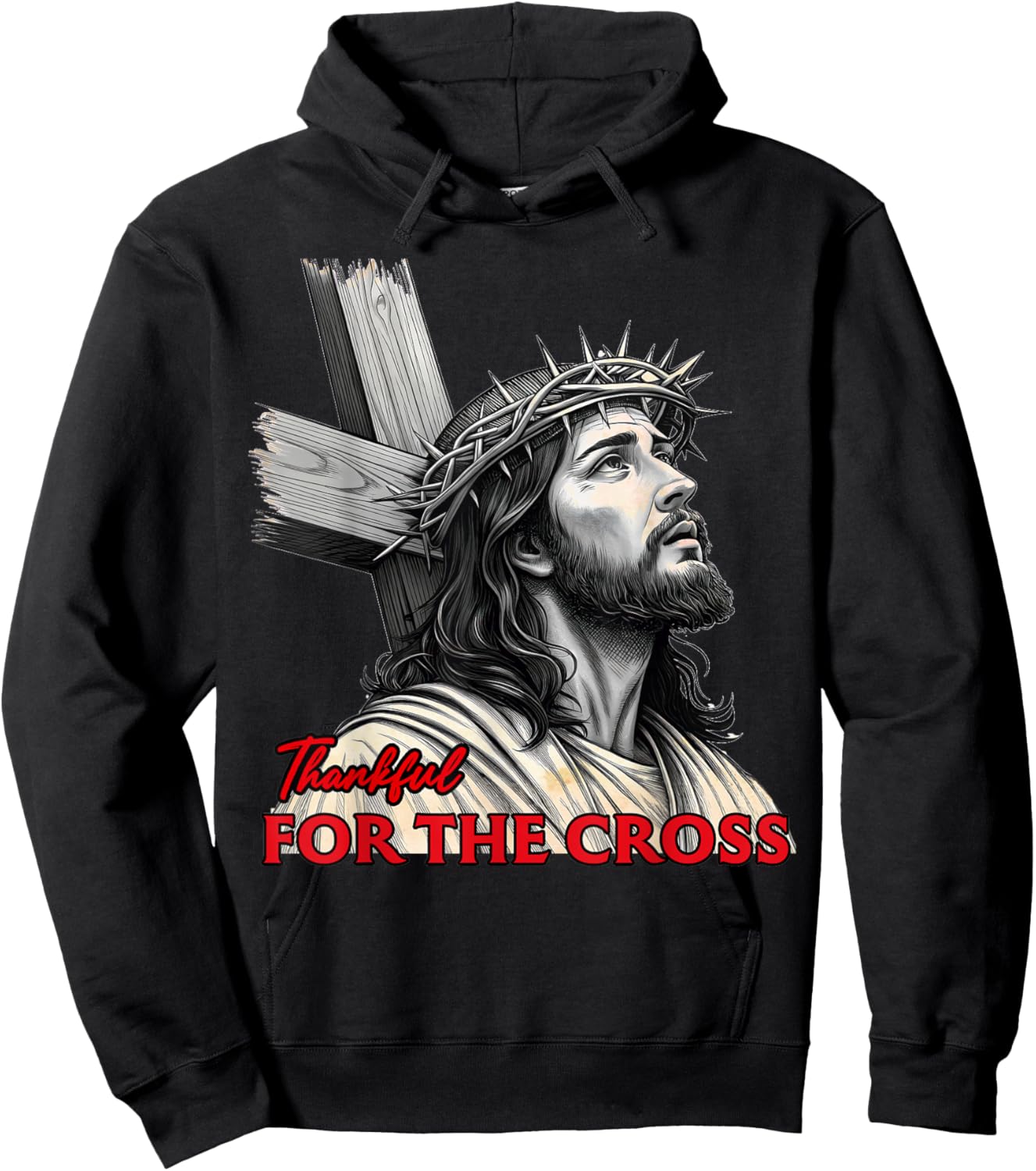 Jesus Easter Design Thankful For The Cross Christian Hoodie - Hoodie | Black