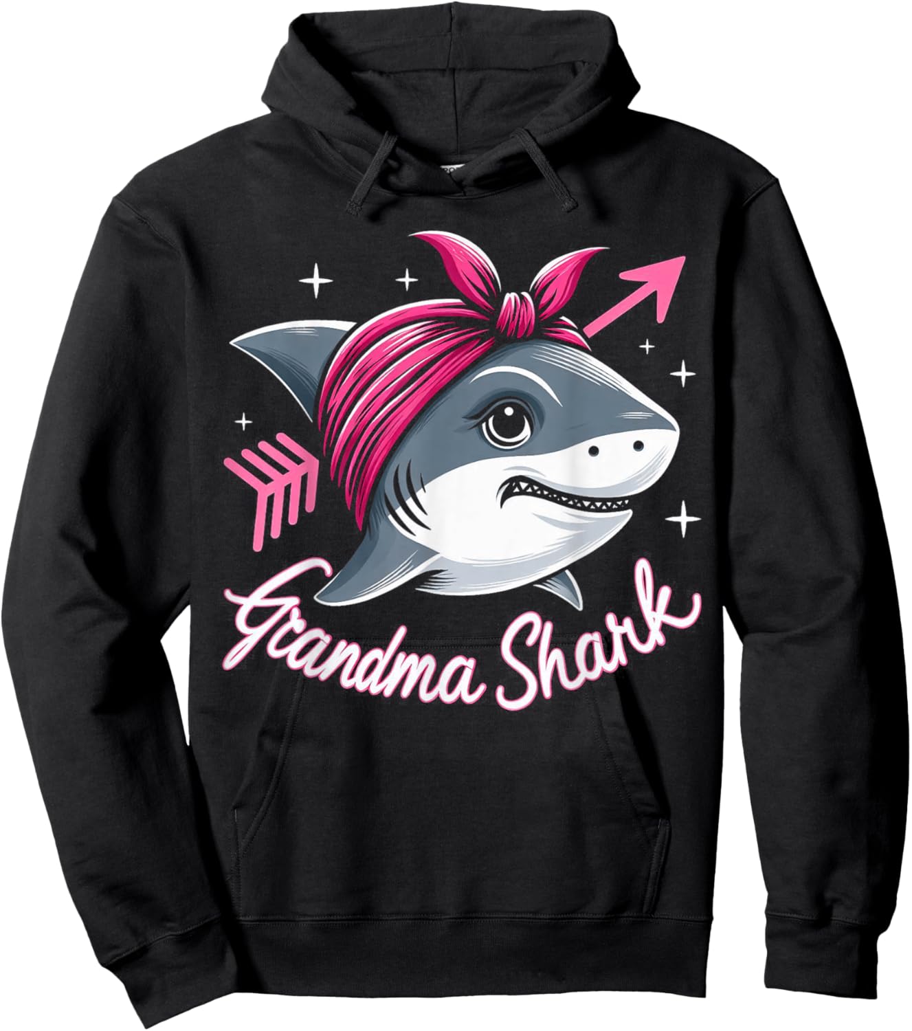 Grandma Shark Funny Shark Matching Family Hoodie - Hoodie | Black