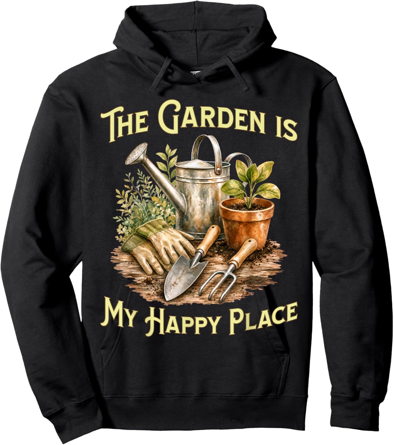 The Garden is My Happy Place - Gardening Lovers Hoodie - Hoodie | Black