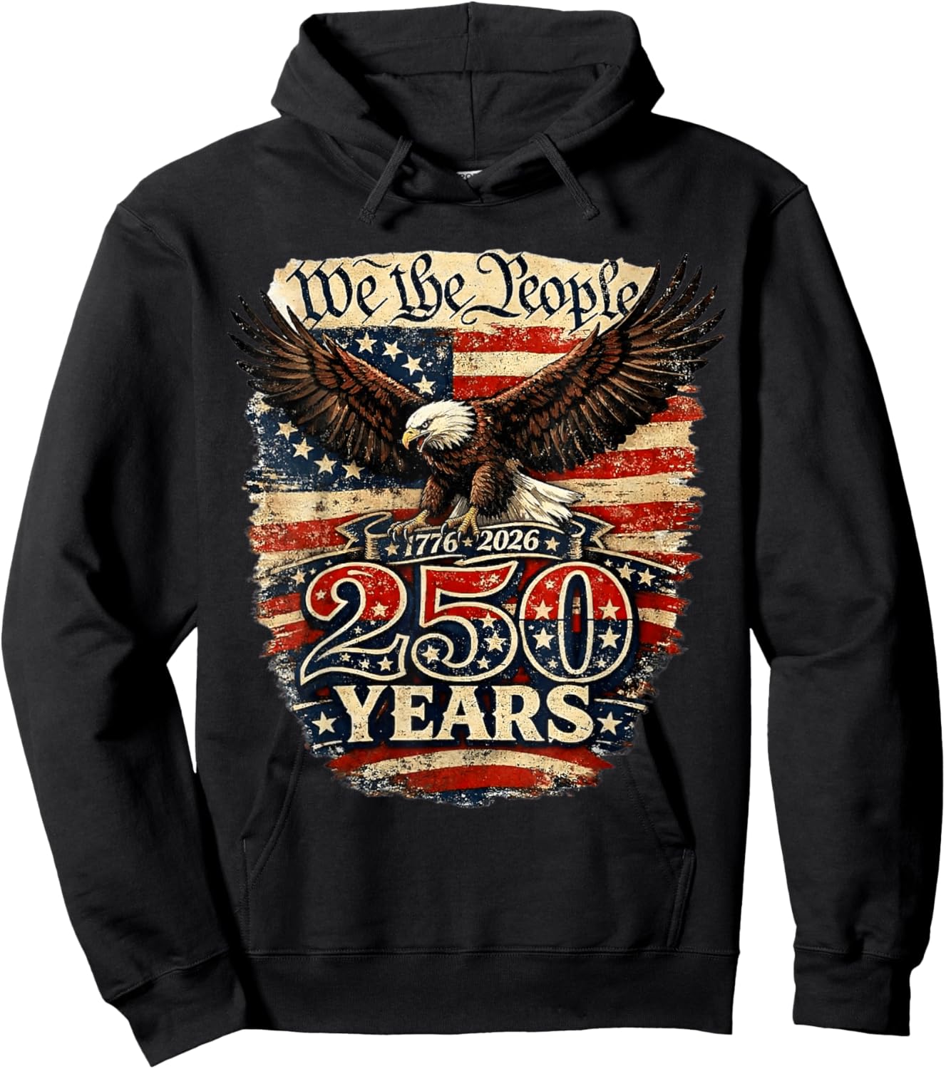 Patriotic 250th Anniversary USA Hoodie - Hoodie | Black