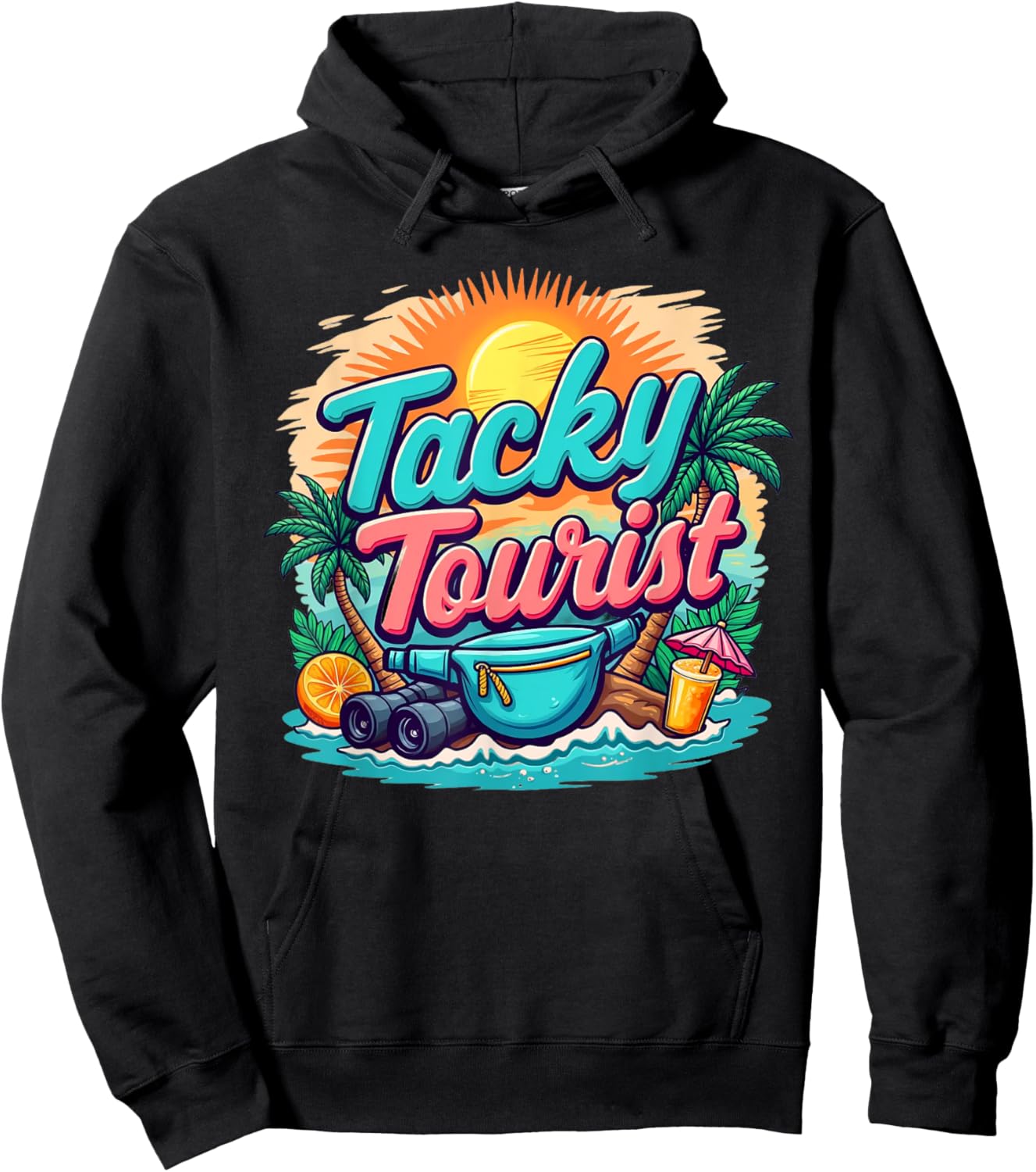 Vacay Wacky Tourist Outfit - Tacky Costume Idea Hoodie - Hoodie | Black