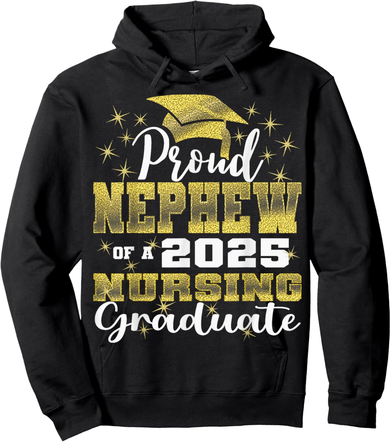 Proud Nephew Class Of 2025 Nursing Graduate Nurse Hoodie - Hoodie | Black