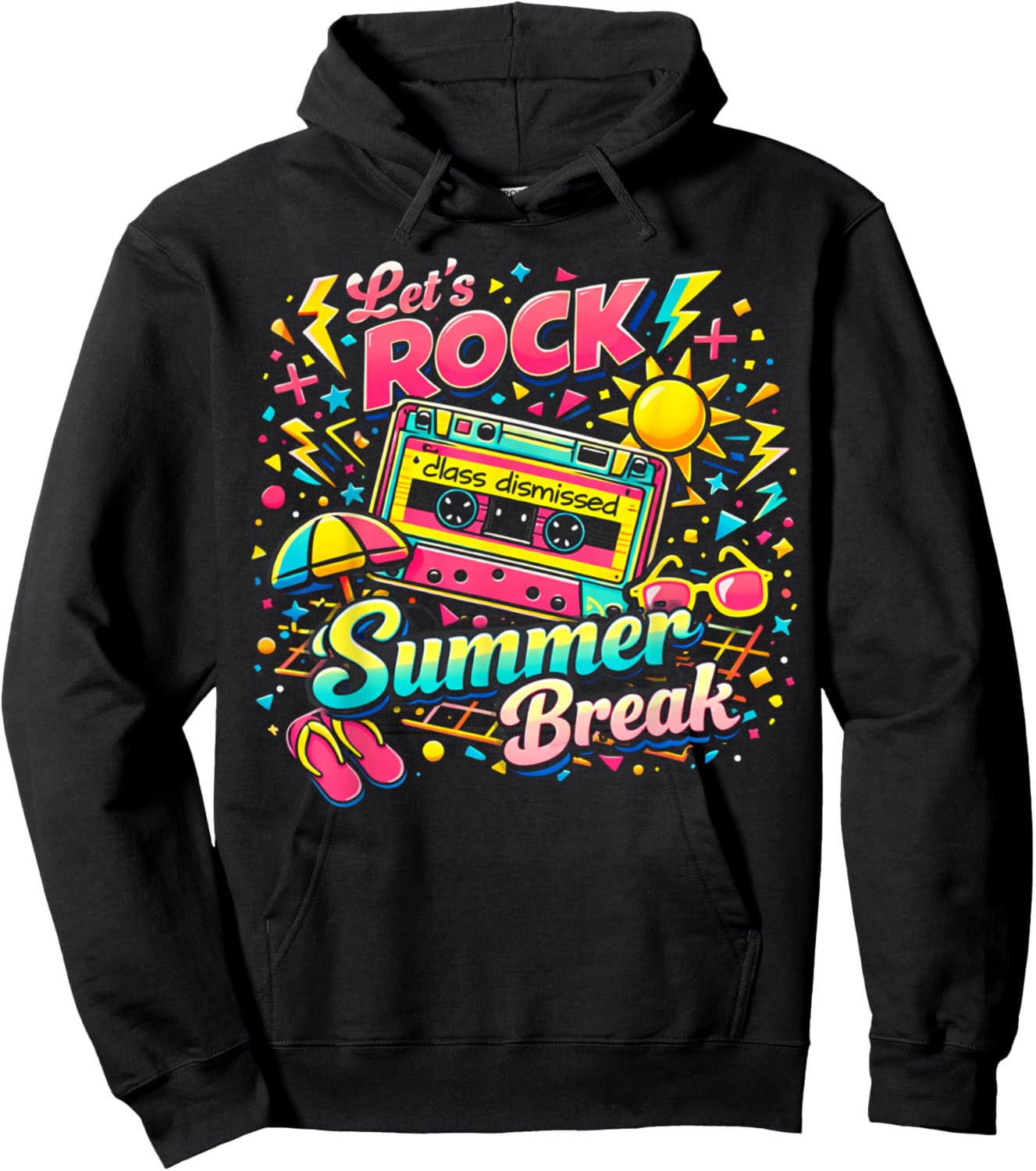 Teacher Last Day of School Vacation Let's Rock Summer Break Hoodie - Hoodie | Black