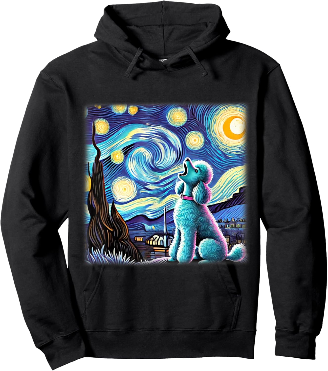 Poodle Starry Night Shirt Van Gogh Painting Poodle Dog Lover Men Women Kids Hoodie - Hoodie | Black