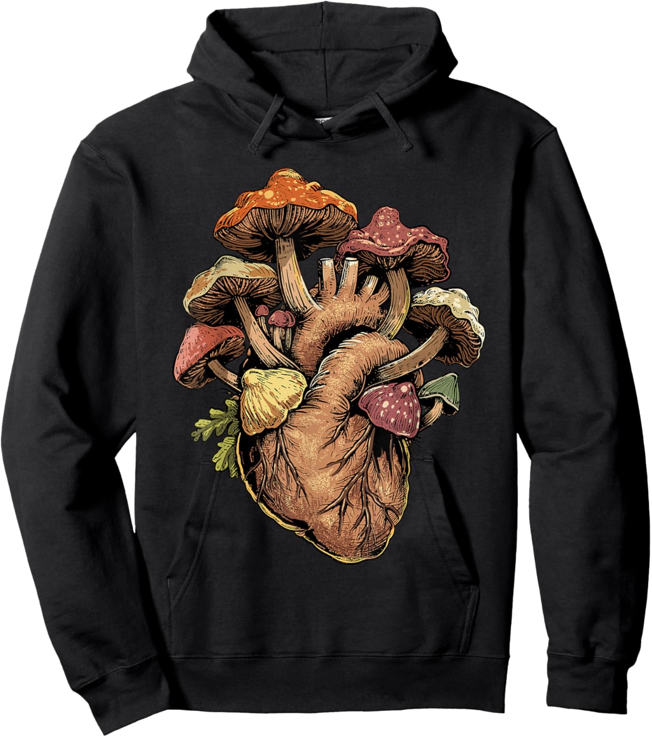Mushroom Shirt Anatomical Heart Morel Love Mushroom Hunter Hoodie - Hoodie | Black